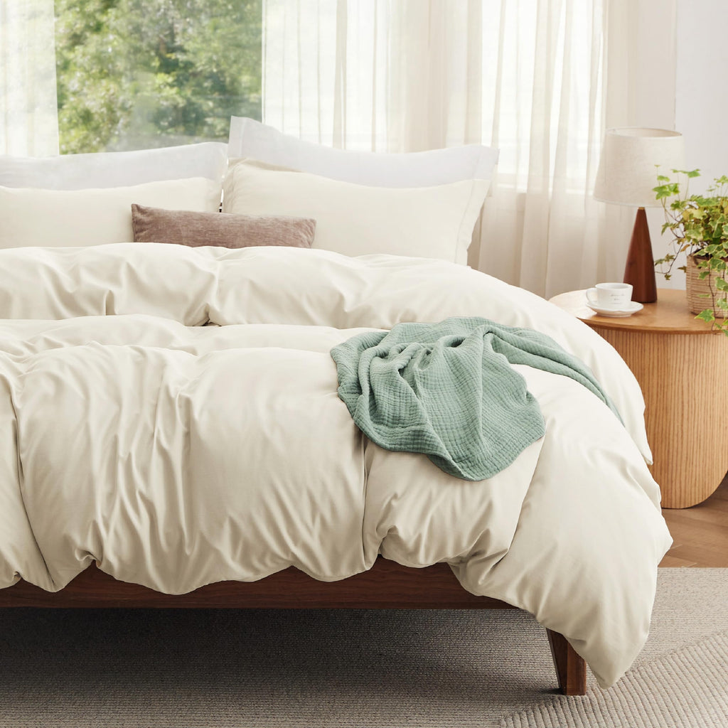 Bedsure Soft Prewashed Duvet Cover Set with Zipper Closure and Pillow Covers, Comforter Not Included
