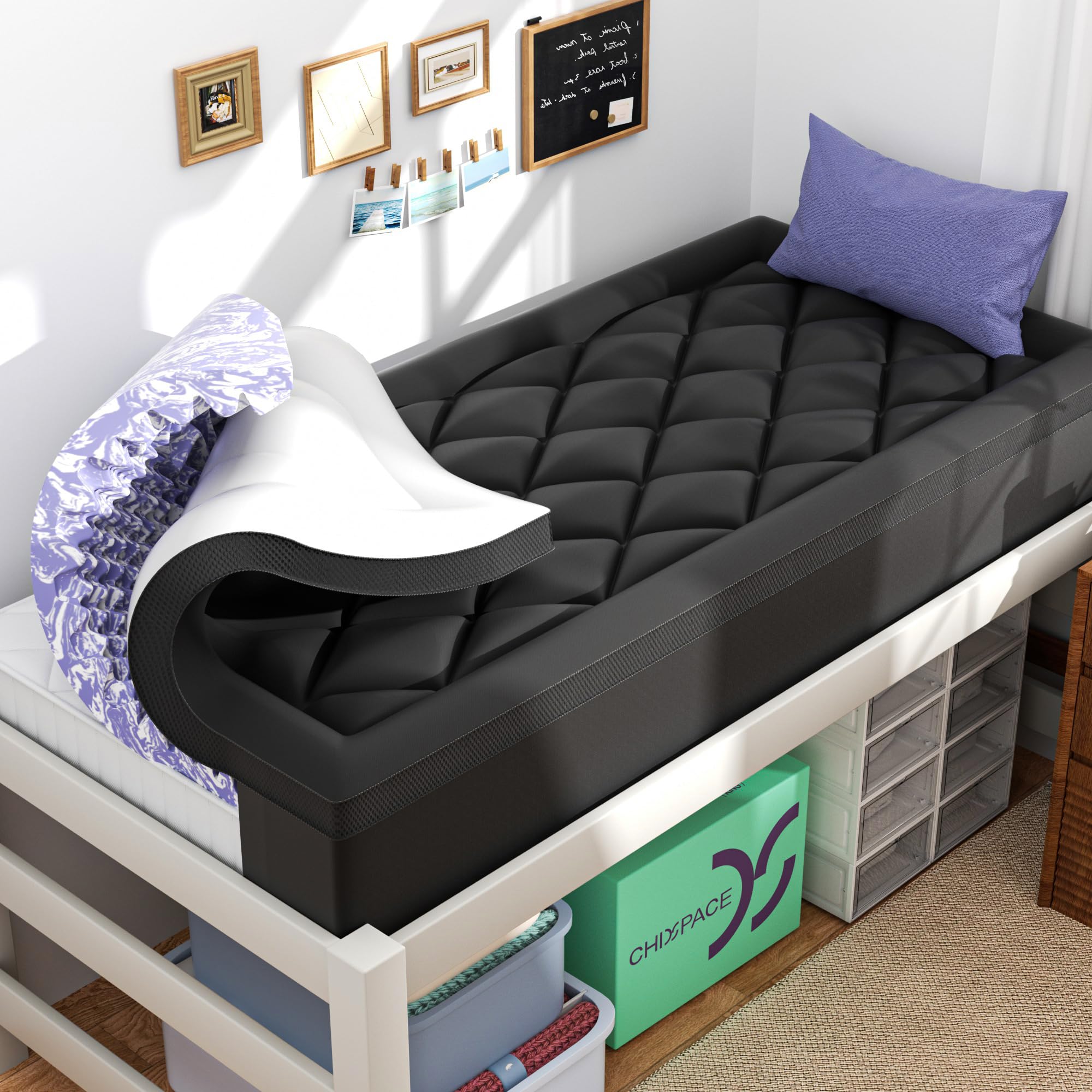 Dual-Layer Memory Foam Mattress Topper, 4-Inch