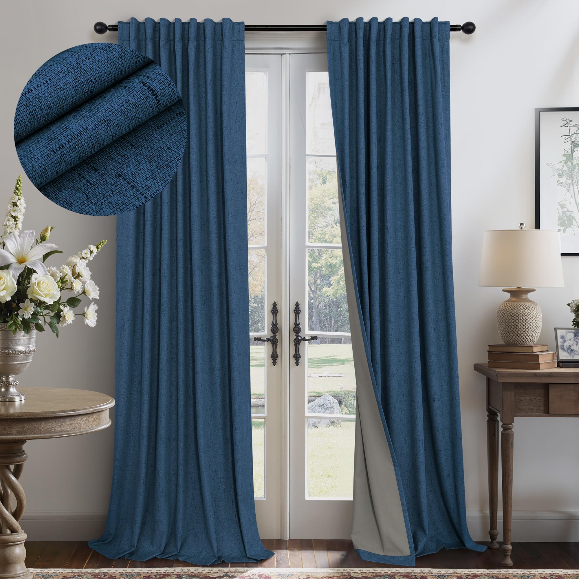 Faux Linen Thermal Blackout Curtains for Bedroom