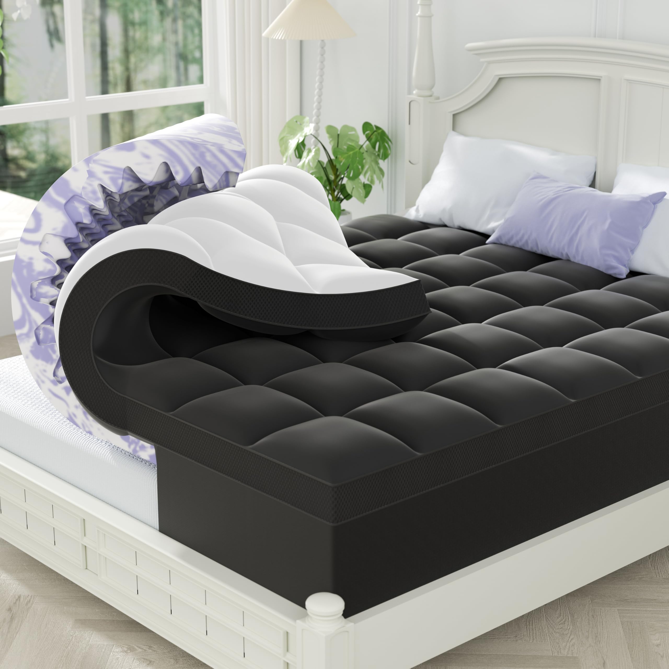 Dual-Layer Memory Foam Mattress Topper, 4-Inch