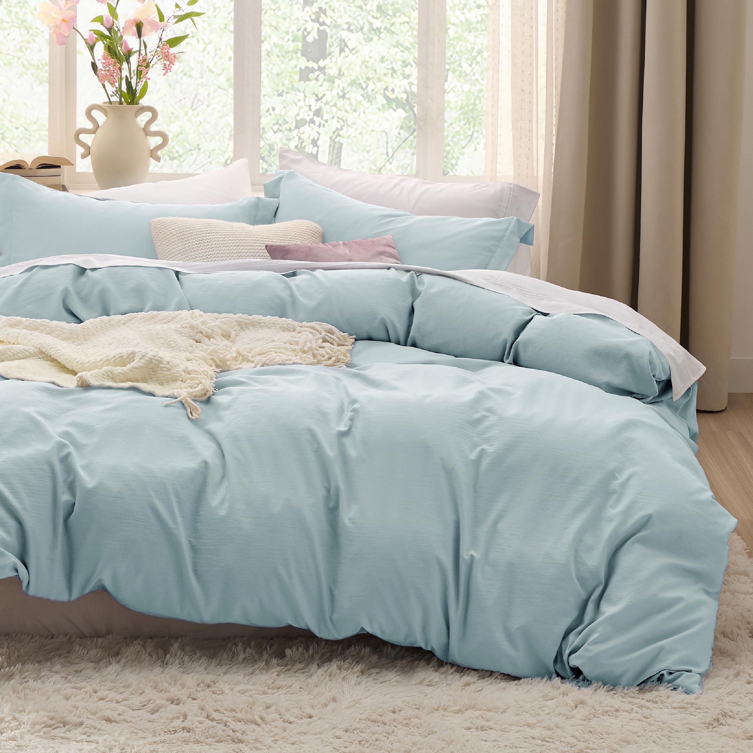 Bedsure Soft Prewashed Duvet Cover Set with Zipper Closure and Pillow Covers, Comforter Not Included