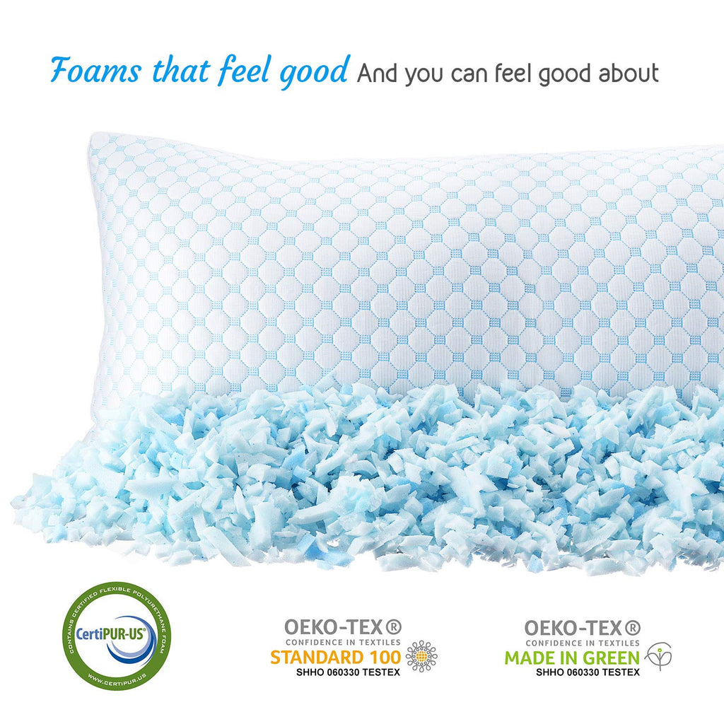 Gel Memory Foam Cooling Body Pillows, Set of Two
