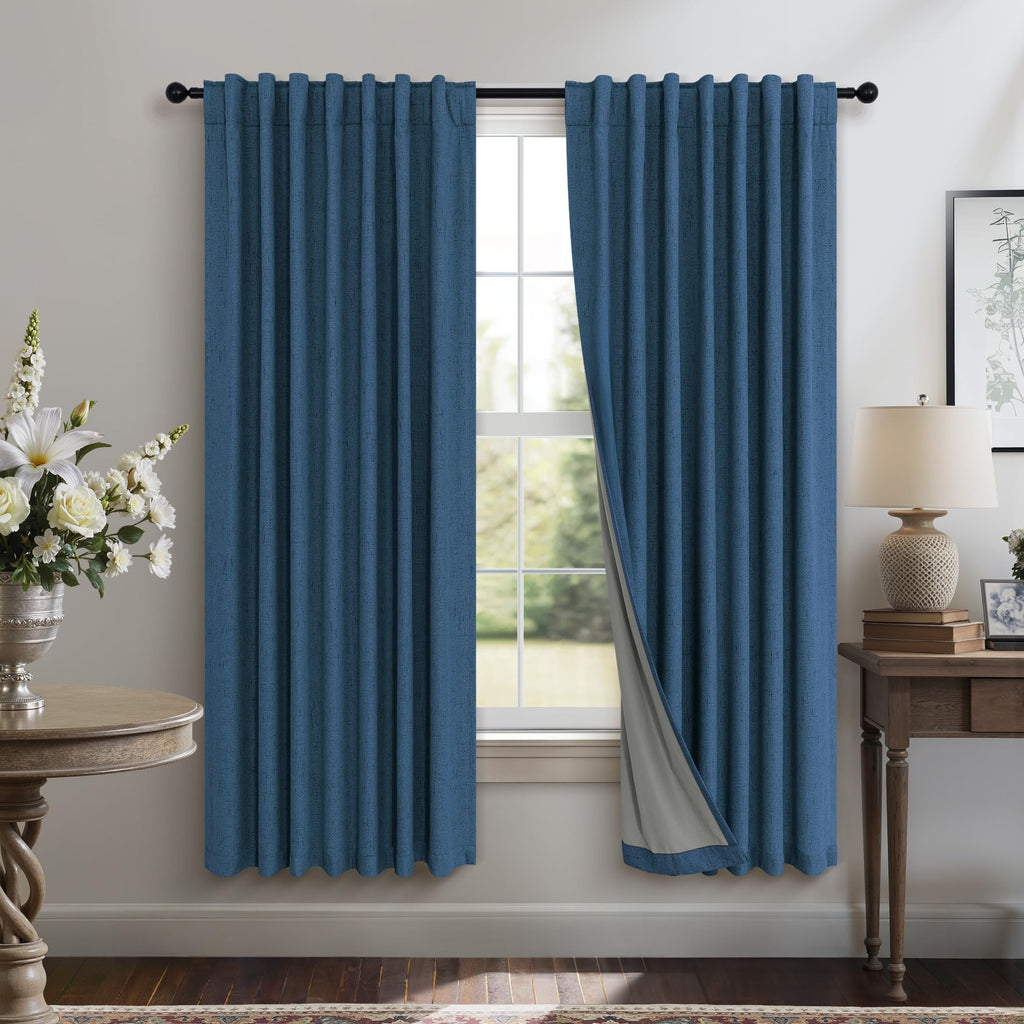 Faux Linen Thermal Blackout Curtains for Bedroom