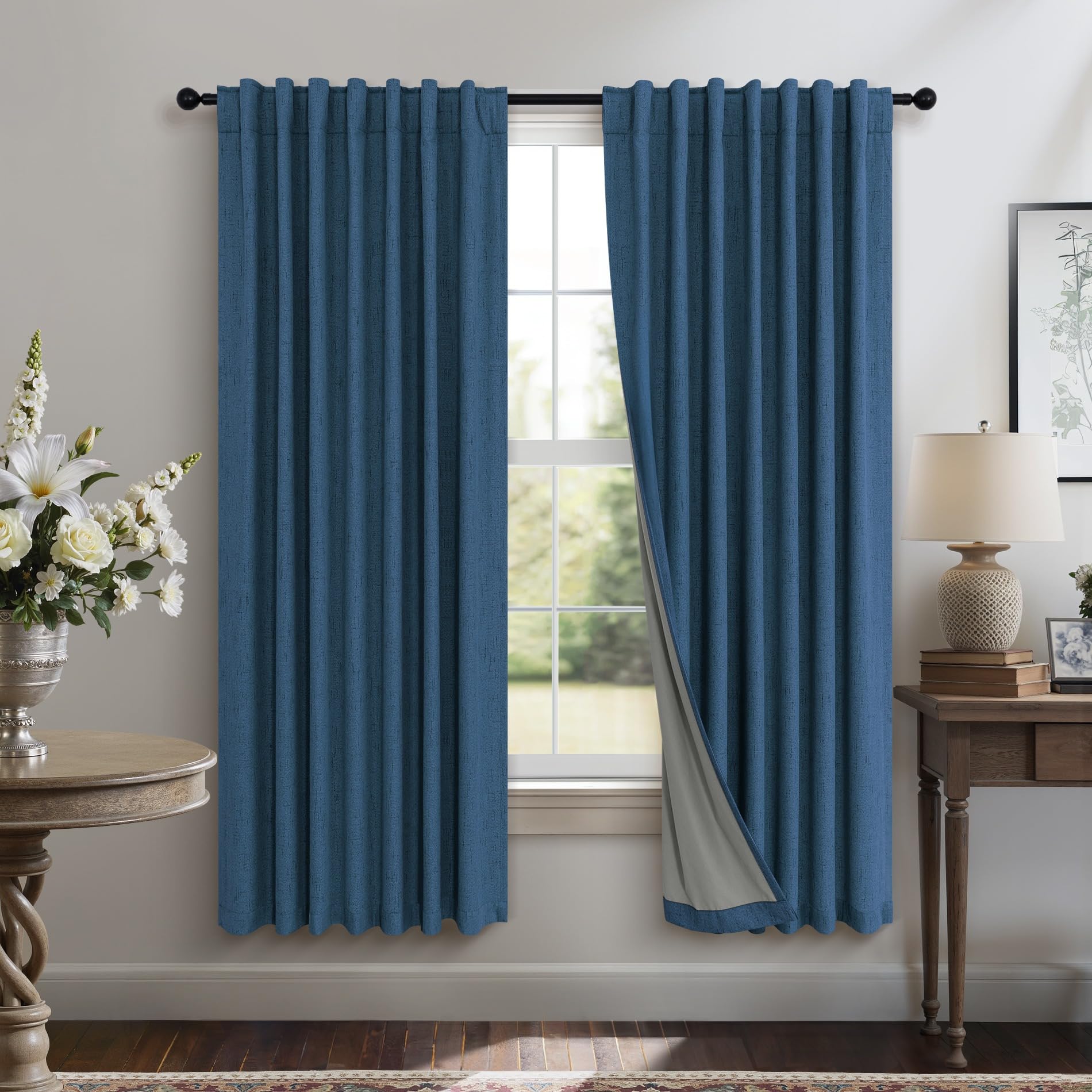 Faux Linen Thermal Blackout Curtains for Bedroom
