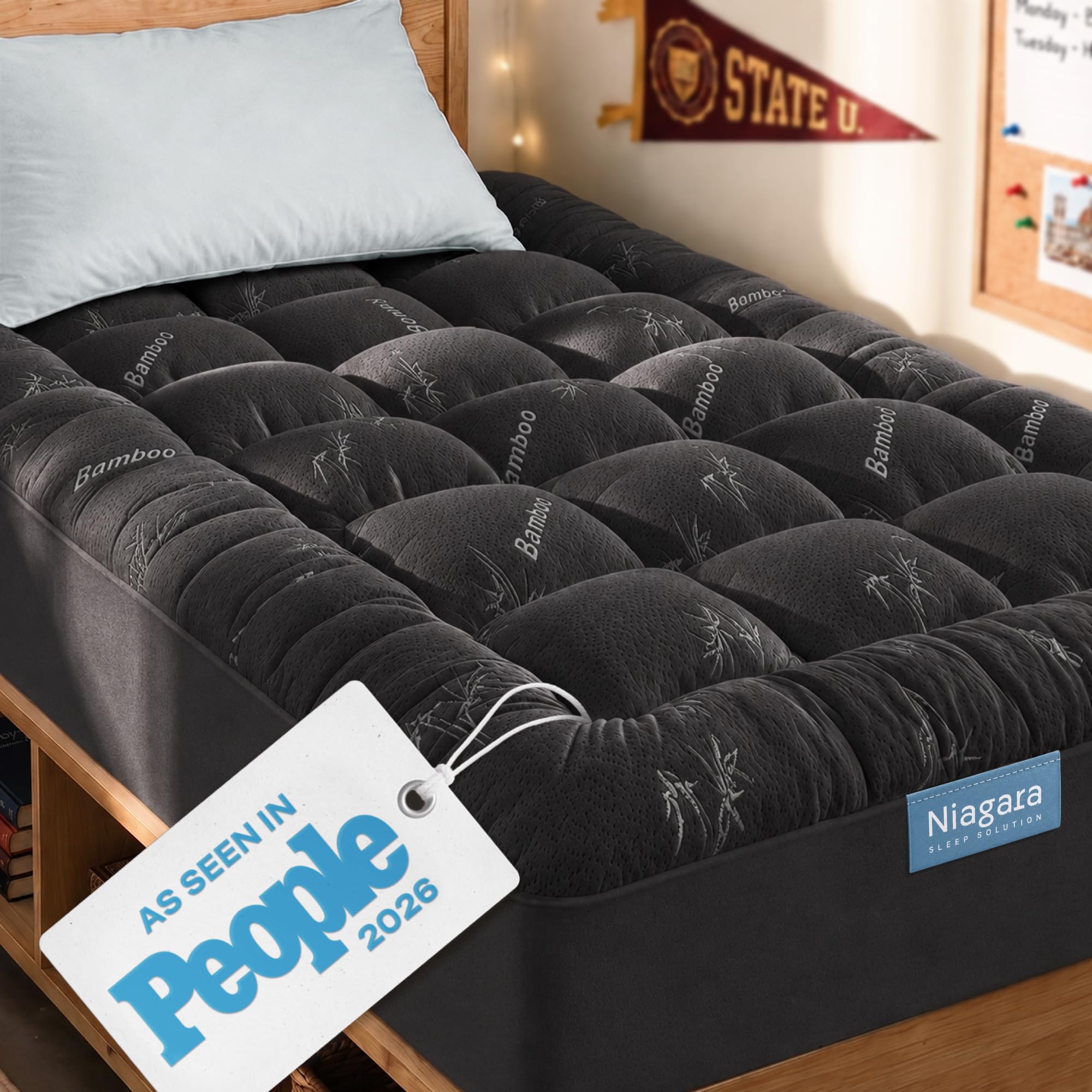 Cooling Bamboo-Blend Pillow-Top Mattress Pad Cover
