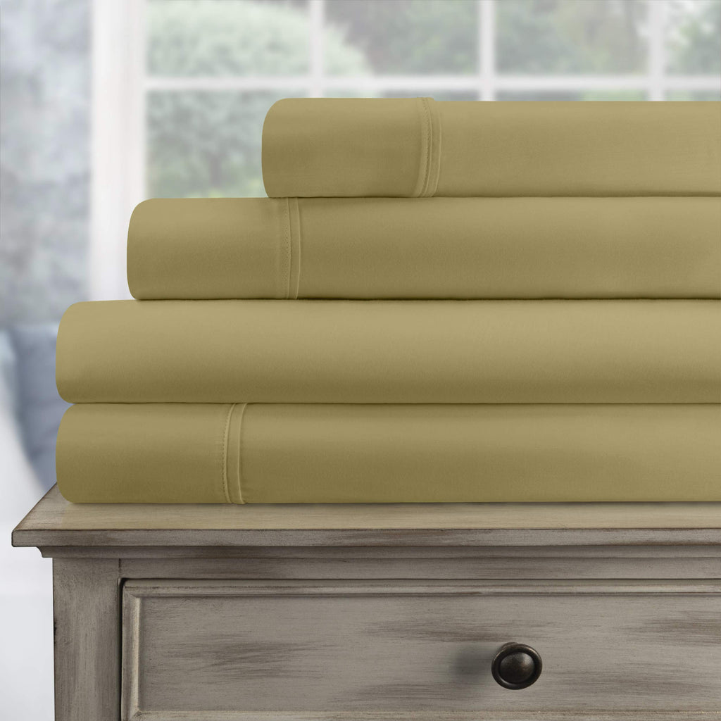 Superior Egyptian Cotton 300 Thread Count Bed Sheet Set, 1 Elastic Deep Pocket Fitted Sheet, 1 Flat Sheet, 2 Pillowcases, Soft Bedding, Luxury Sheets, Sateen Weave
