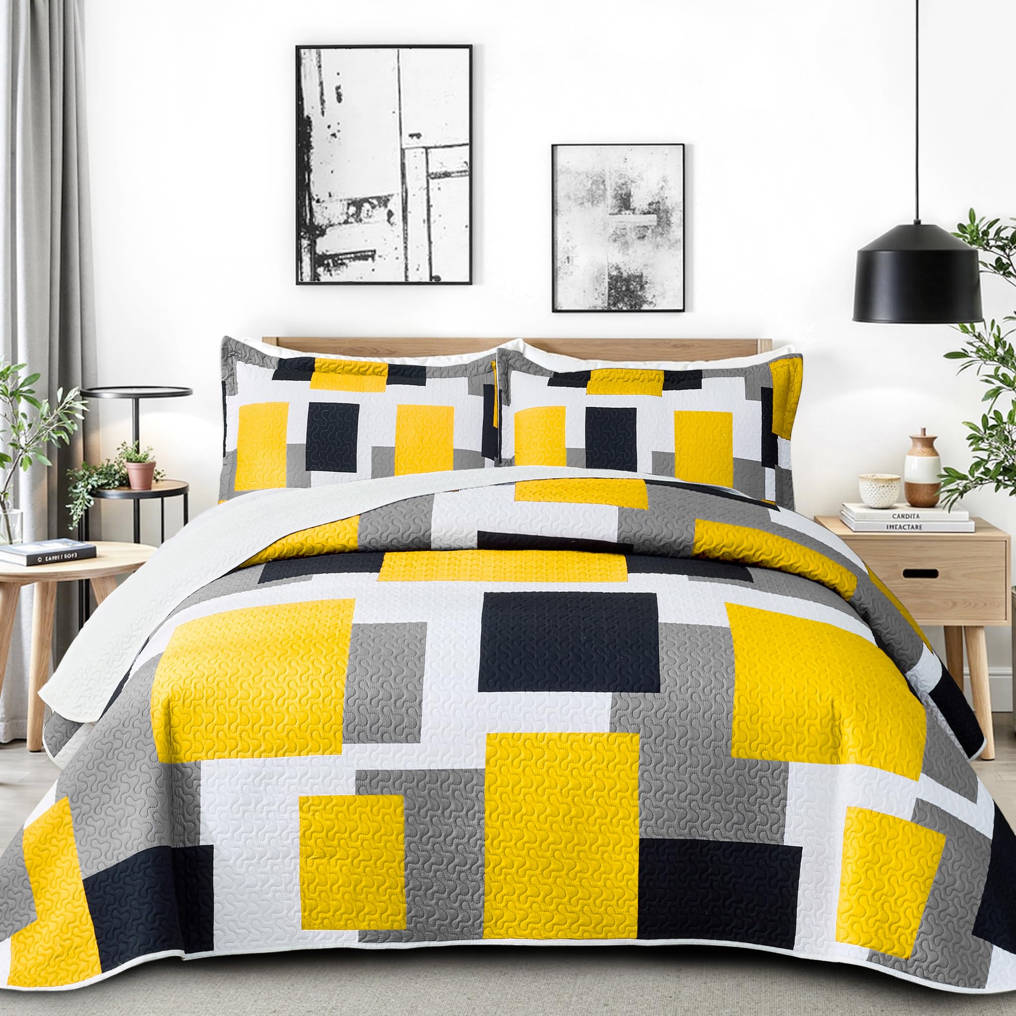 Modern Geometric Abstract Bedding Set, 3 Pieces