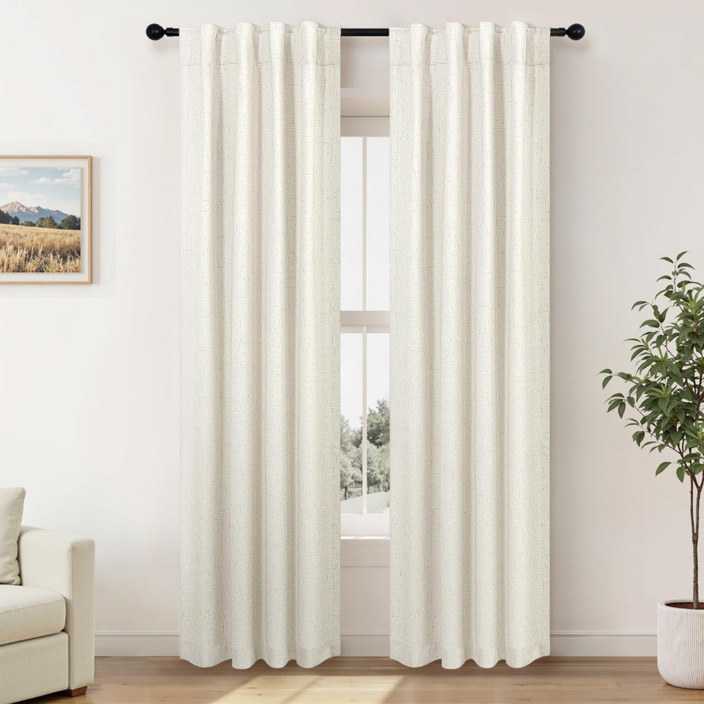 Faux Linen Thermal Blackout Curtains for Bedroom