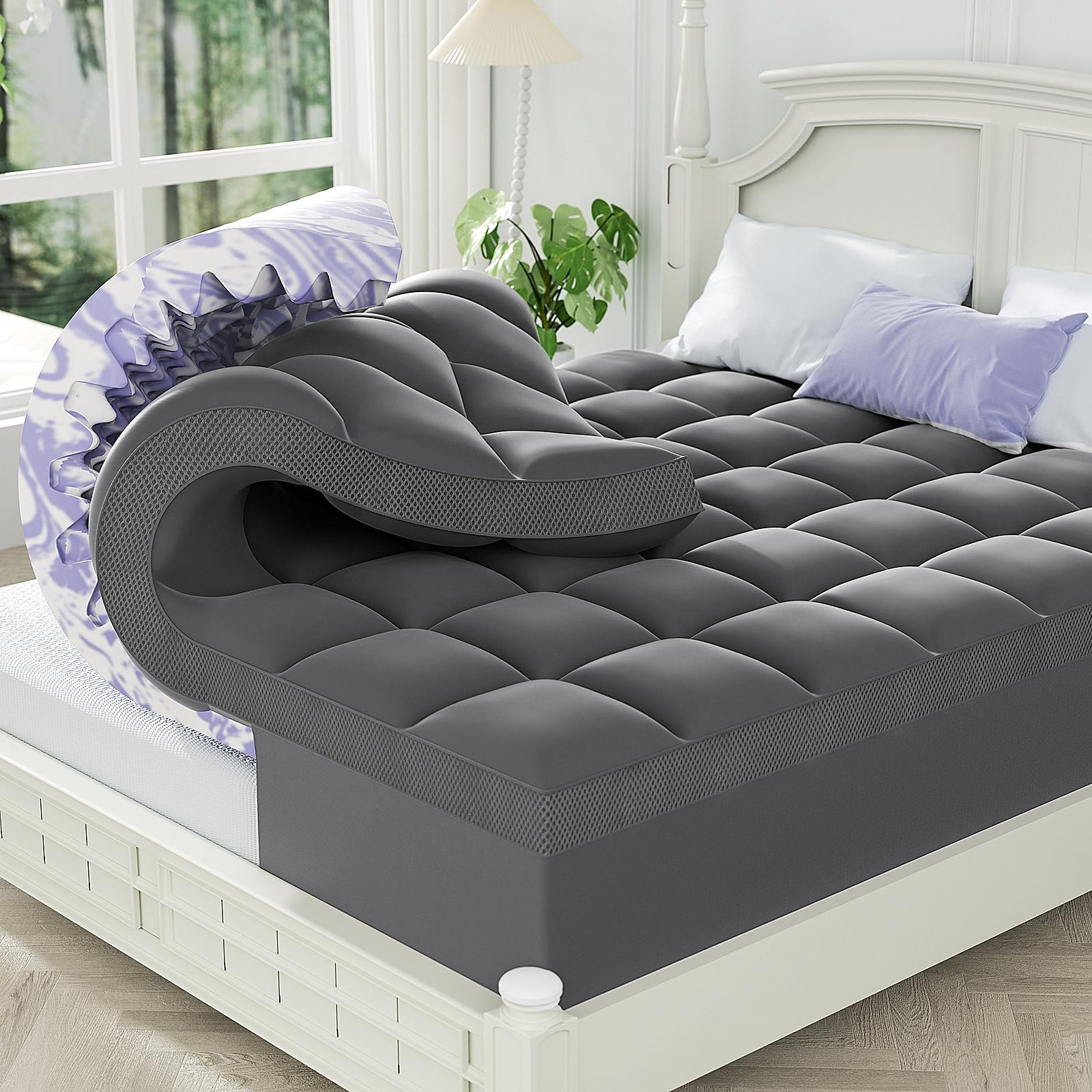 Dual-Layer Memory Foam Mattress Topper, 4-Inch