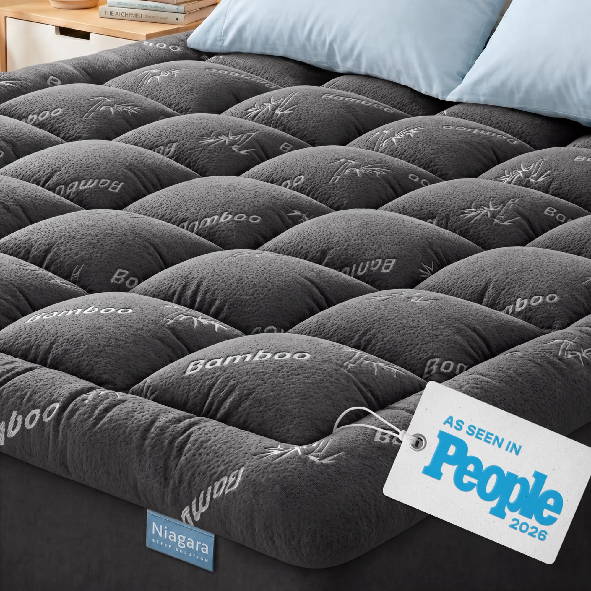 Cooling Bamboo-Blend Pillow-Top Mattress Pad Cover