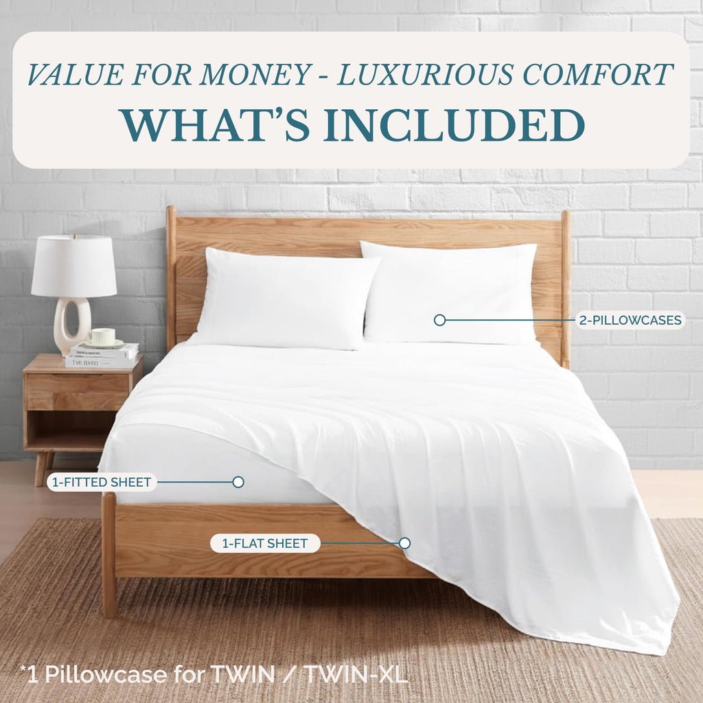 Casa Platino Sheets Set - Ultra Soft & Breathable Bed Sheets Set - Brushed Microfiber - Shrinkage and Fade Resistant – Easy Care Sheets Set with Deep Pockets