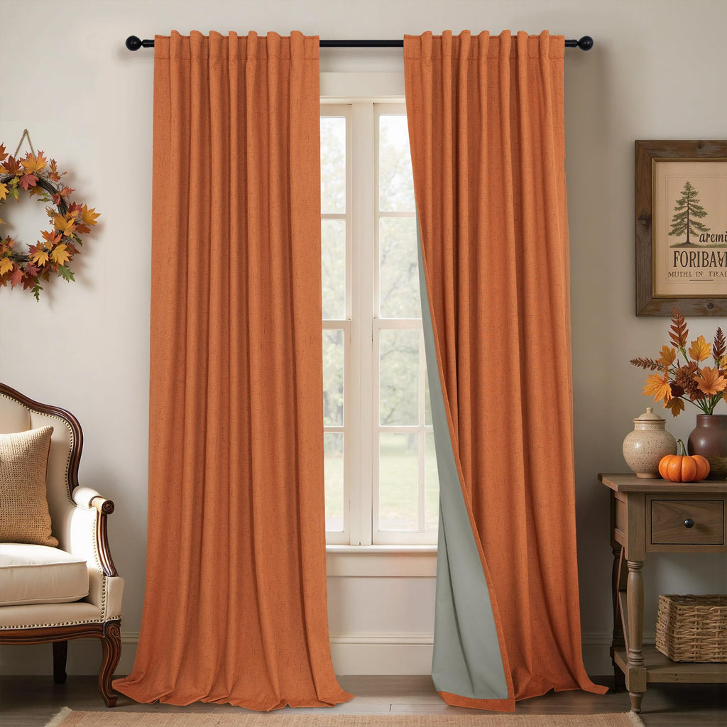 Faux Linen Thermal Blackout Curtains for Bedroom