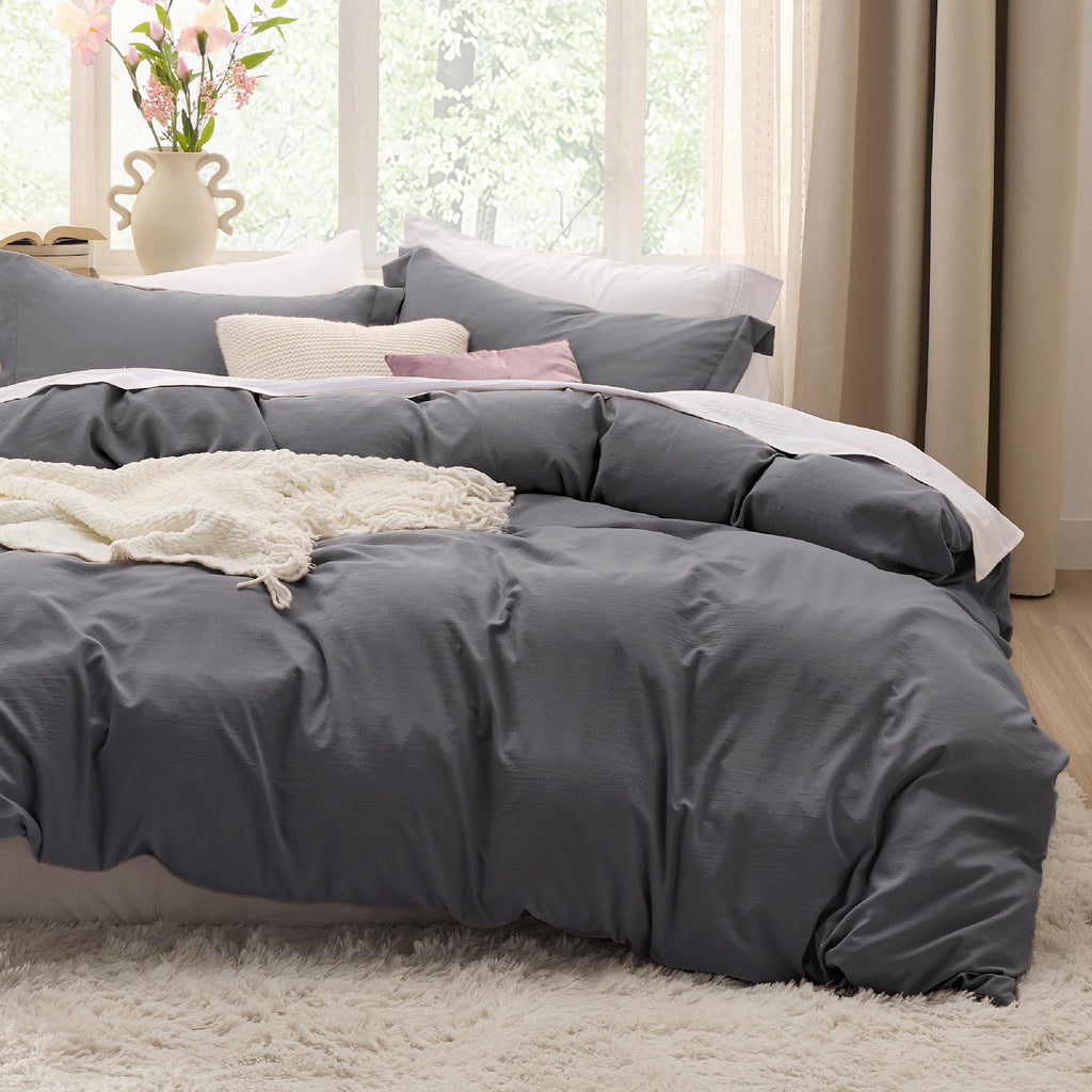 Bedsure Soft Prewashed Duvet Cover Set with Zipper Closure and Pillow Covers, Comforter Not Included