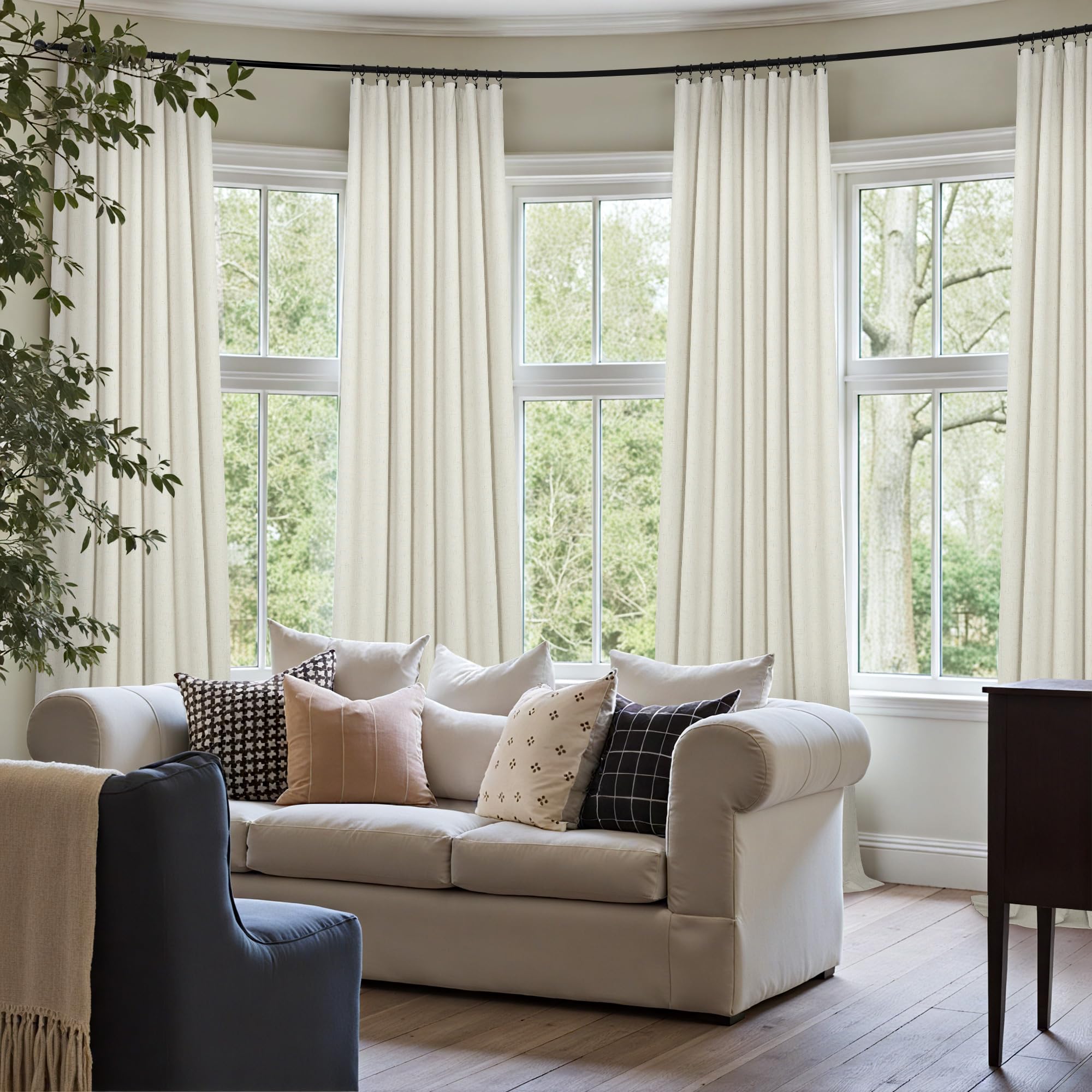 Faux Linen Thermal Blackout Curtains for Bedroom