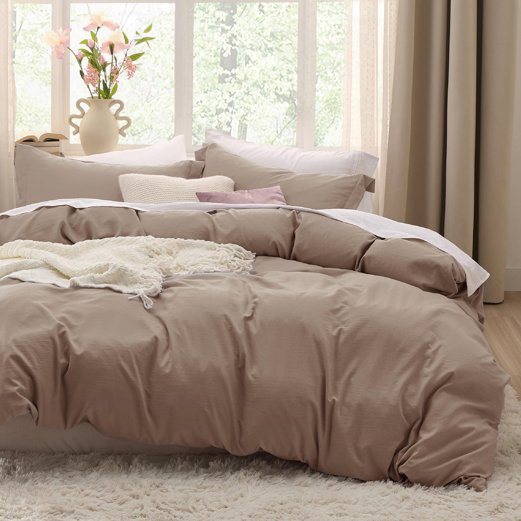Bedsure Soft Prewashed Duvet Cover Set with Zipper Closure and Pillow Covers, Comforter Not Included