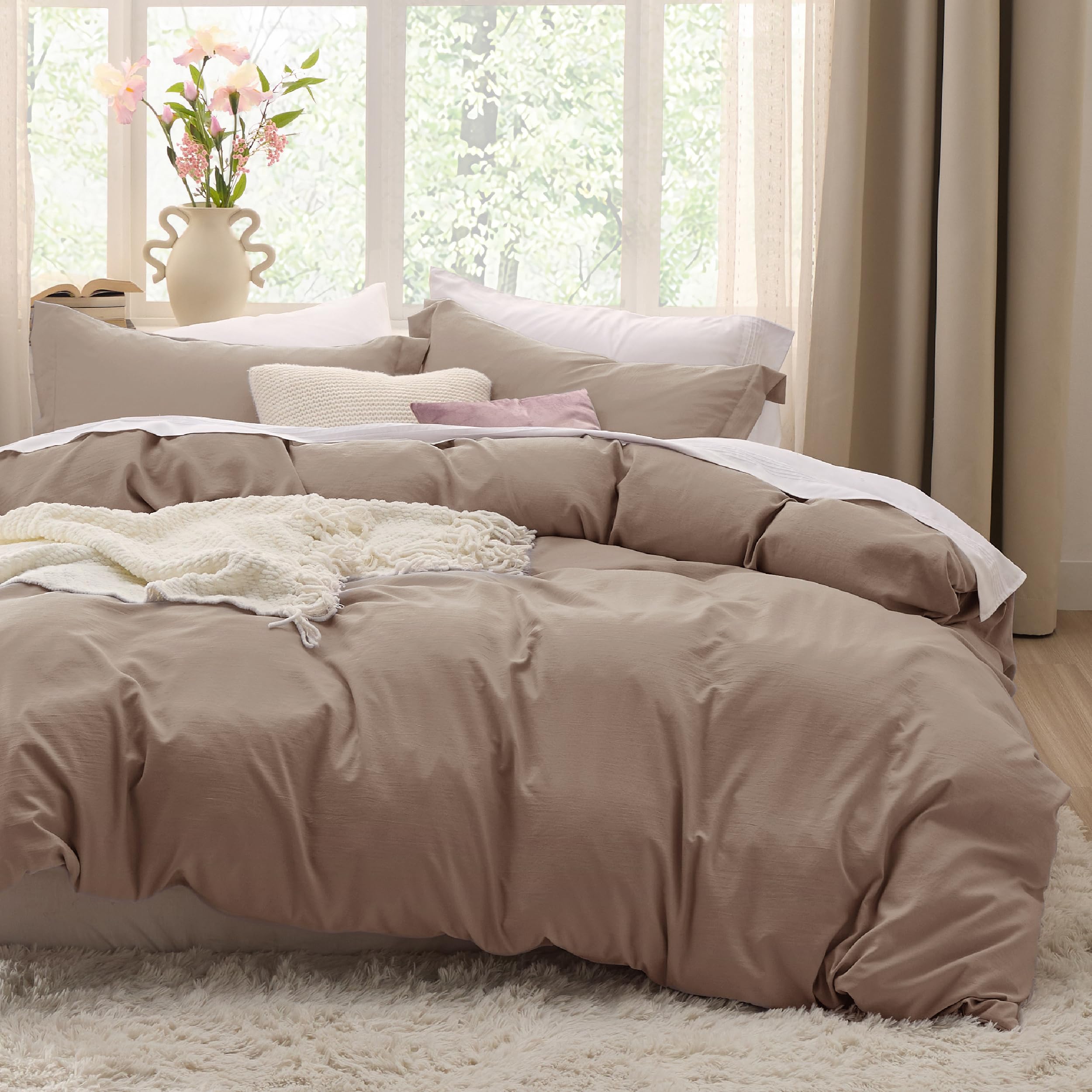 Bedsure Soft Prewashed Duvet Cover Set with Zipper Closure and Pillow Covers, Comforter Not Included
