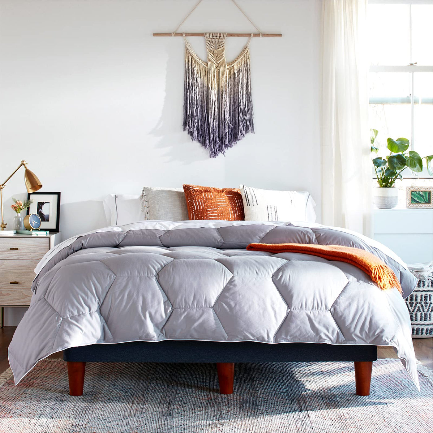 Gray Cotton Down-Alternative Comforter, Full/Queen