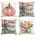 Fall Pumpkin Decorative Pillow Covers, Set of Four