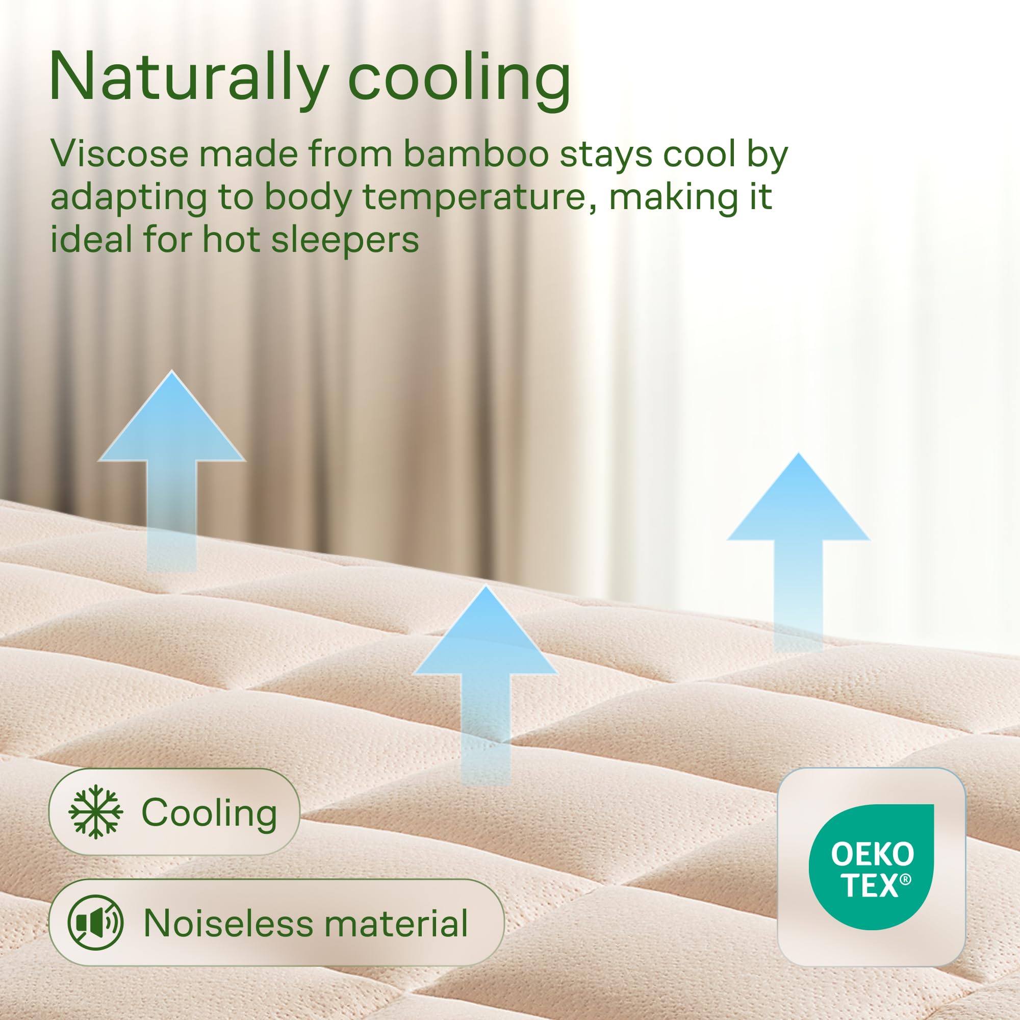 Cooling Bamboo-Blend Pillow-Top Mattress Pad Cover