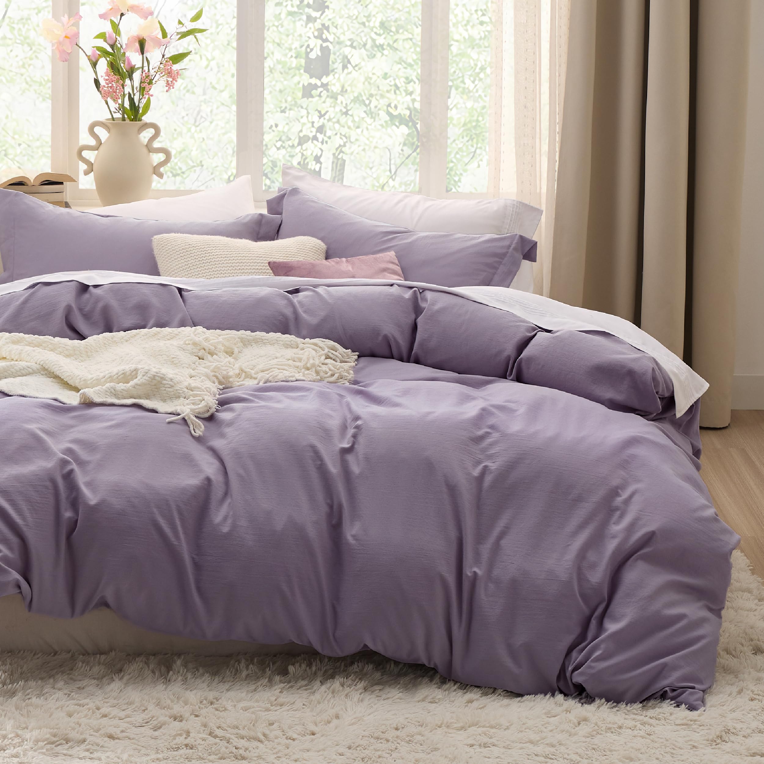 Bedsure Soft Prewashed Duvet Cover Set with Zipper Closure and Pillow Covers, Comforter Not Included