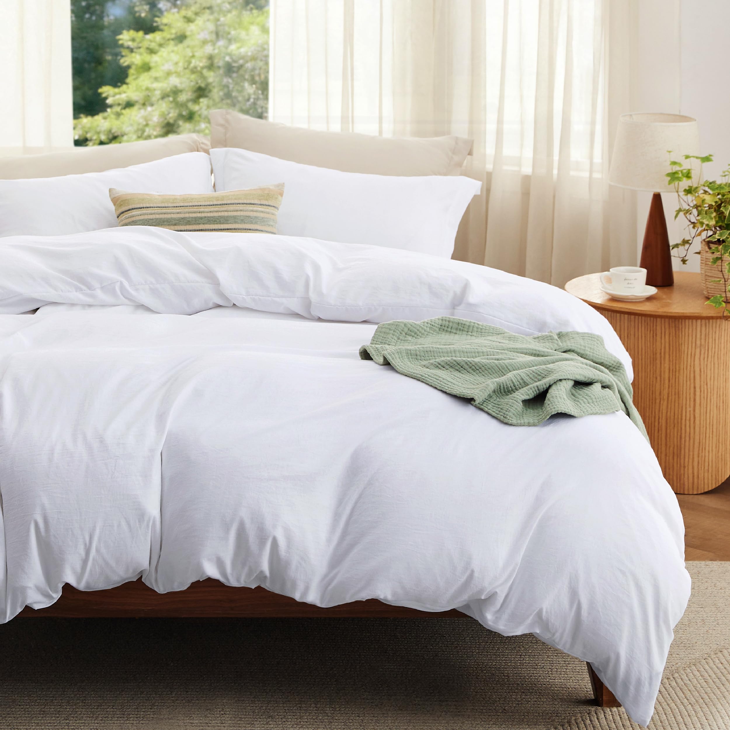 Bedsure Soft Prewashed Duvet Cover Set with Zipper Closure and Pillow Covers, Comforter Not Included