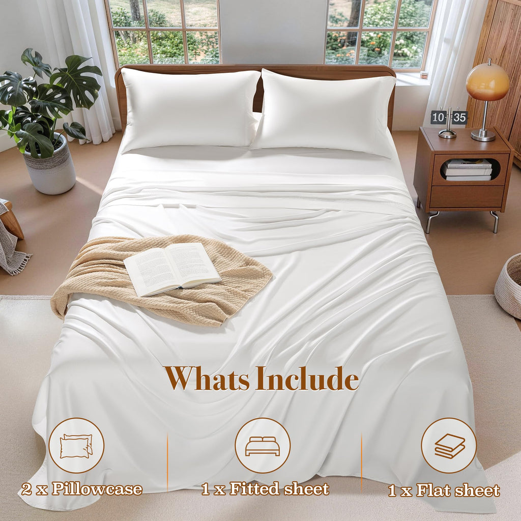 LBRO2M 100% Mulberry Silk Satin Sheet Set 6A 16" Deep Pocket