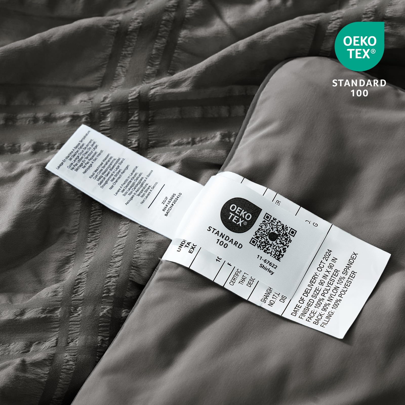 Cozy Bliss Cooling Comforter Seersucker Plaid, Q-Max 0.45 Lightweight Cooling Blanket, Breathable Silk Smooth Summer Bedding Quilt for Hot Sleepers Night Sweats