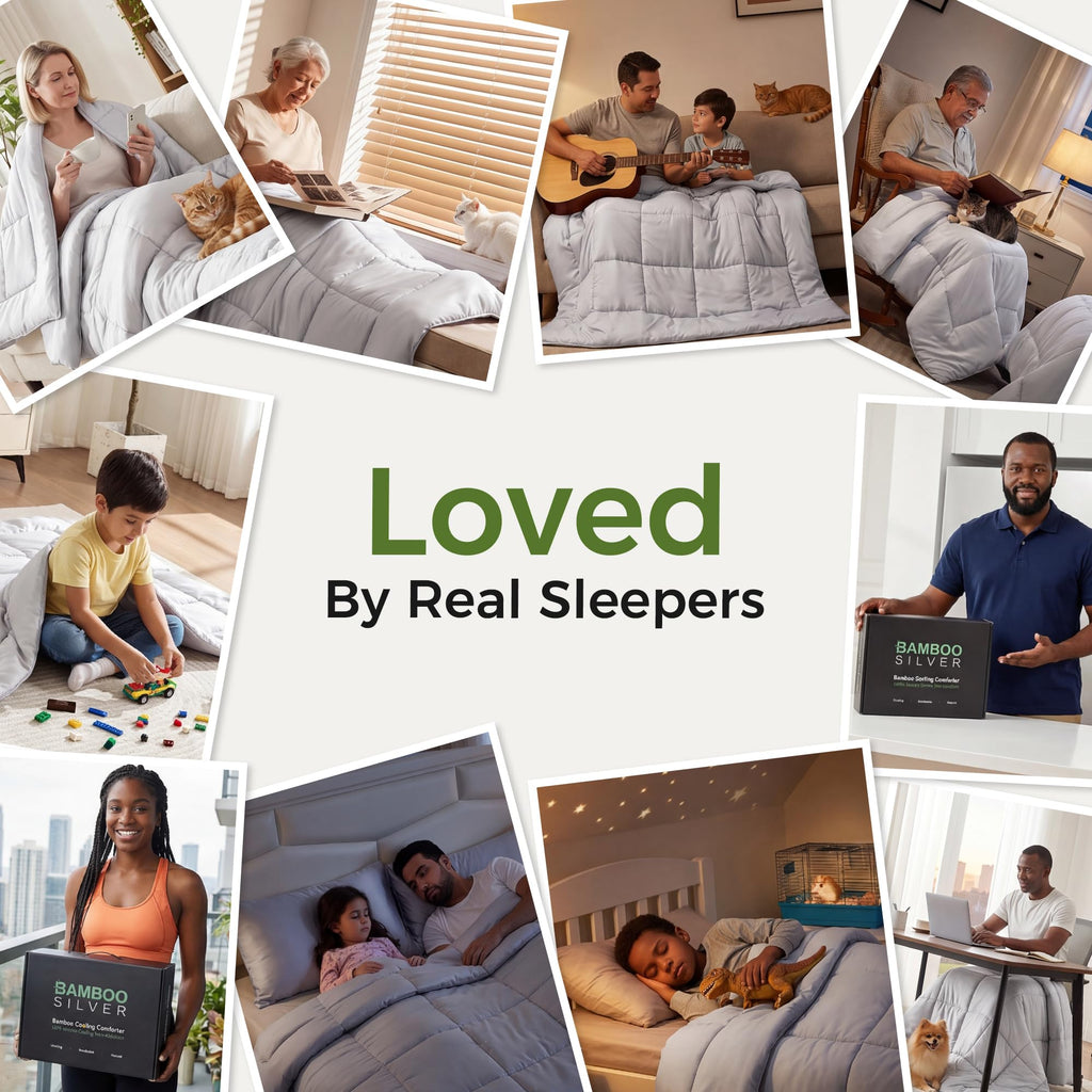 SLIVERCOOL Cooling Comforter Duvet Insert, Hypoallergenic 100% Viscose Derived from Bamboo Shell & Fill - All Season Quilted Down Alternative - Breathable Comforter for Hot Sleepers