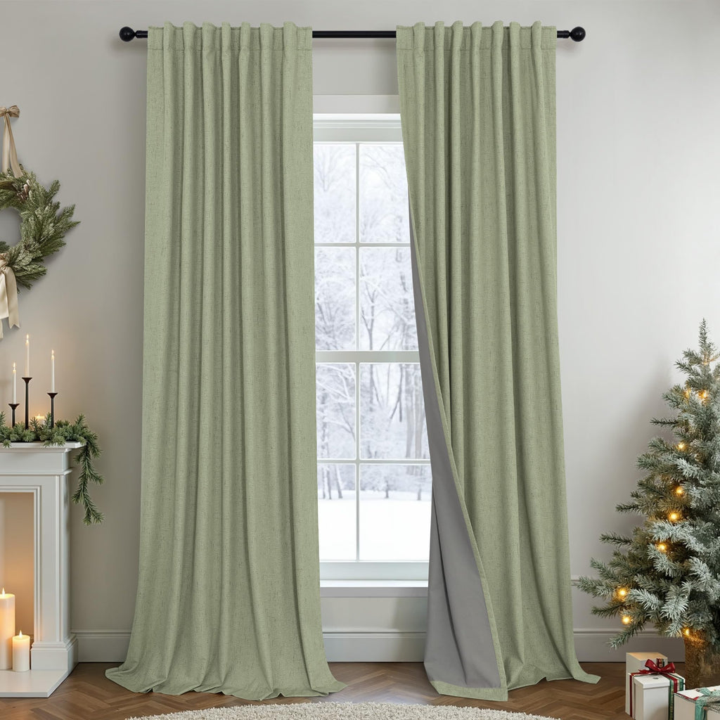 Faux Linen Thermal Blackout Curtains for Bedroom
