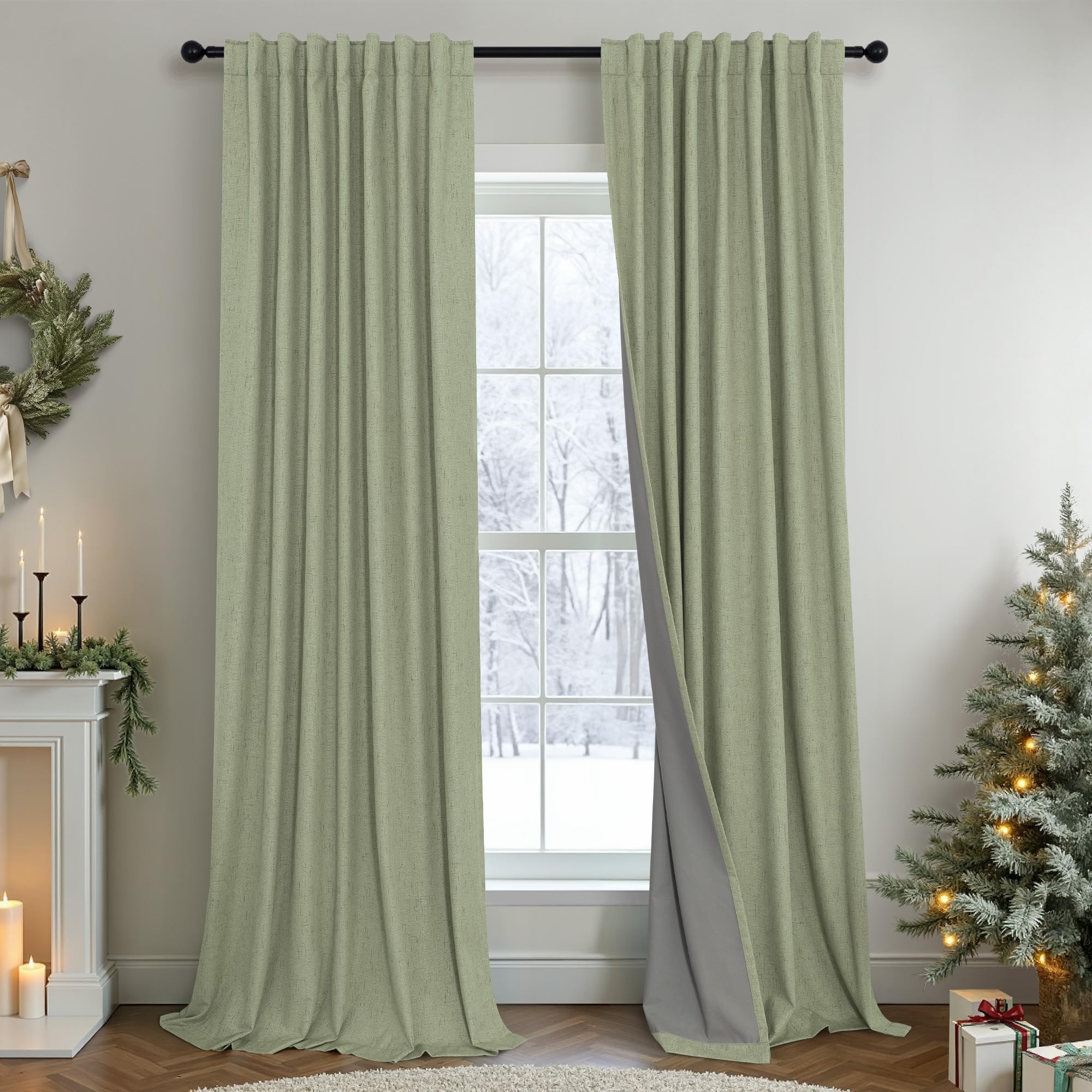 Faux Linen Thermal Blackout Curtains for Bedroom