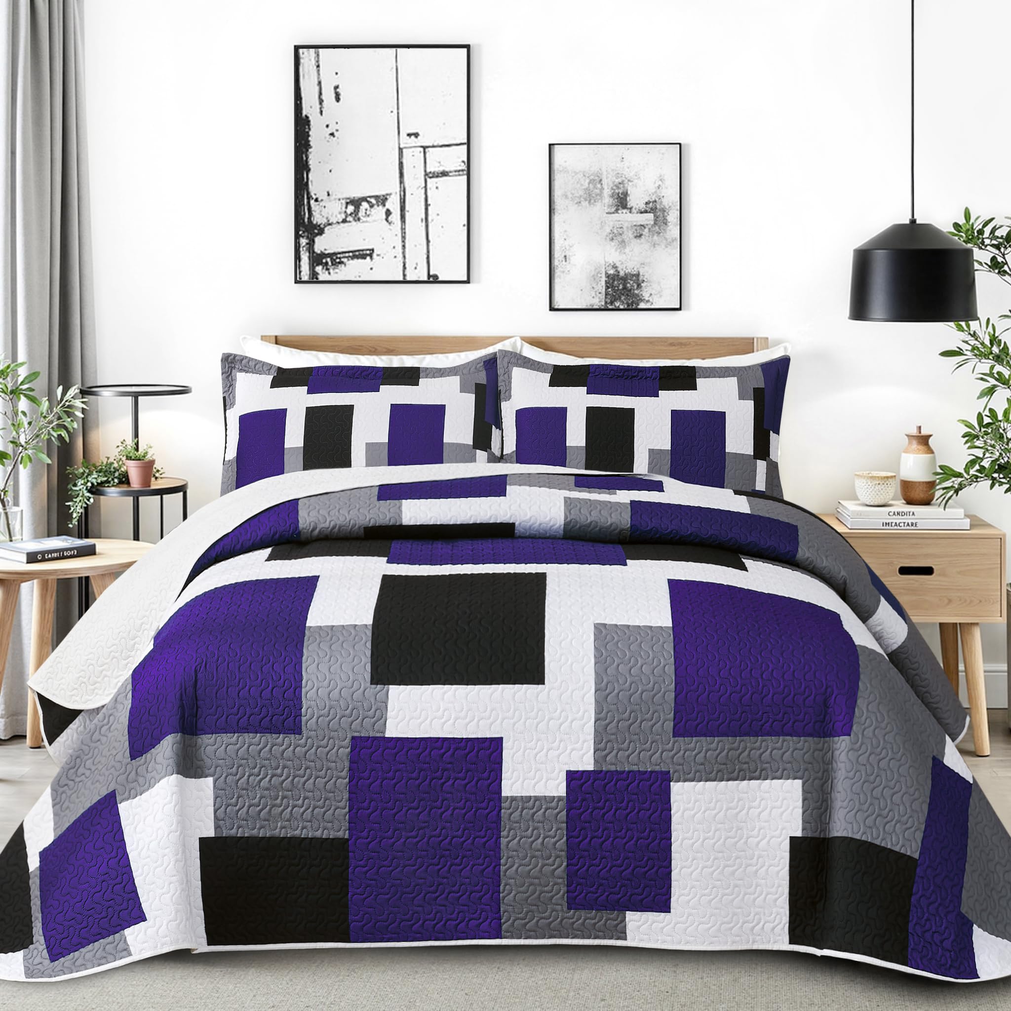 Modern Geometric Abstract Bedding Set, 3 Pieces