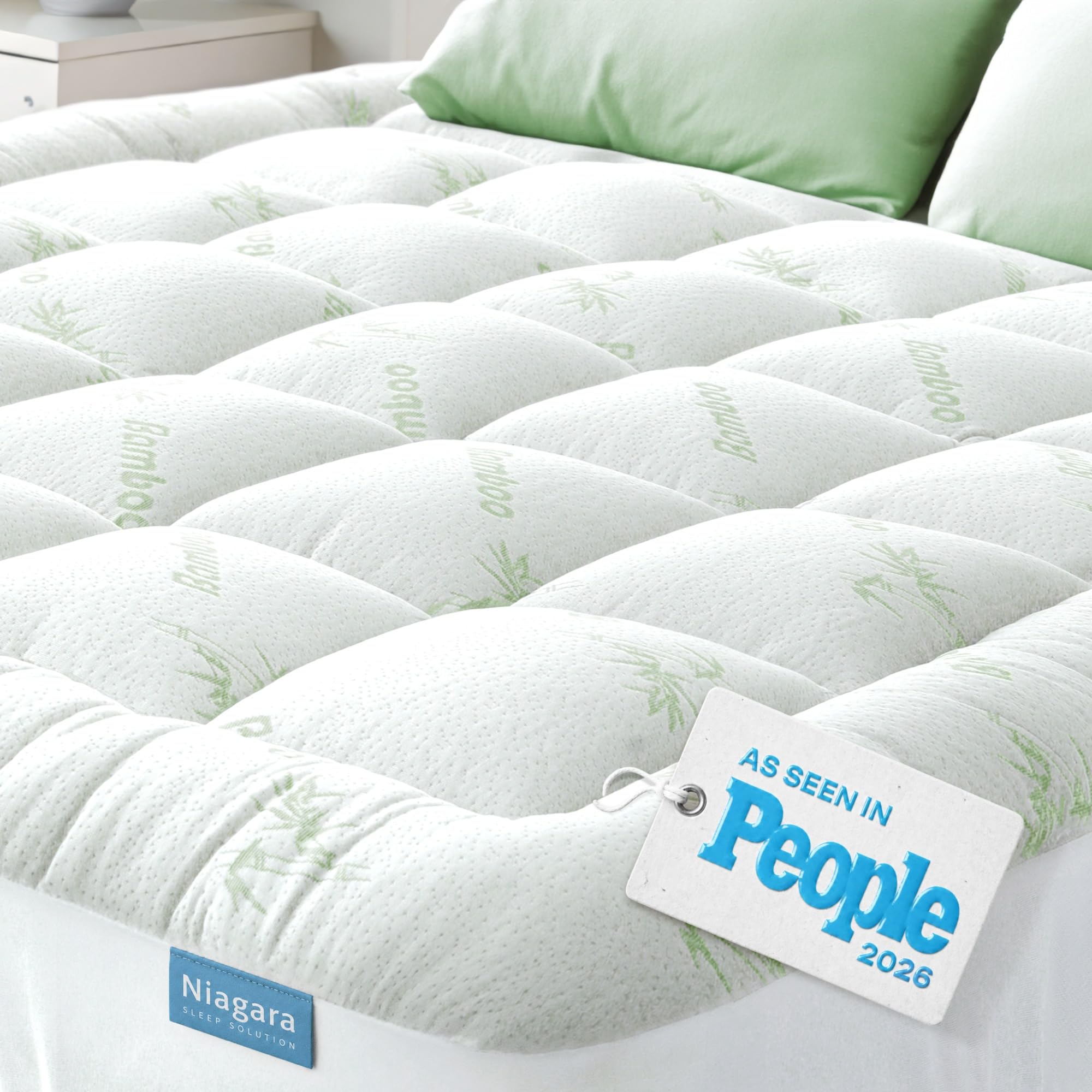Cooling Bamboo-Blend Pillow-Top Mattress Pad Cover