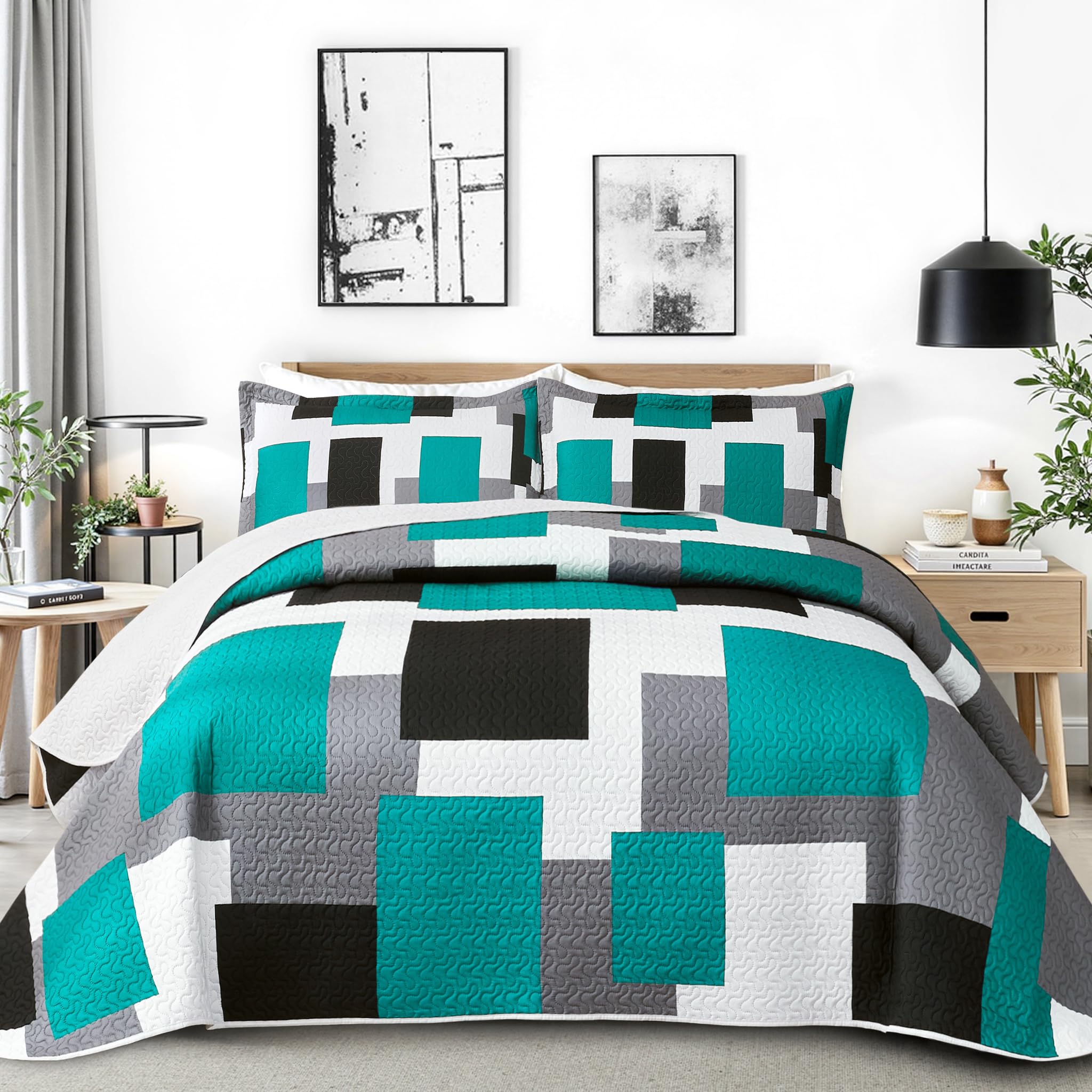 Modern Geometric Abstract Bedding Set, 3 Pieces