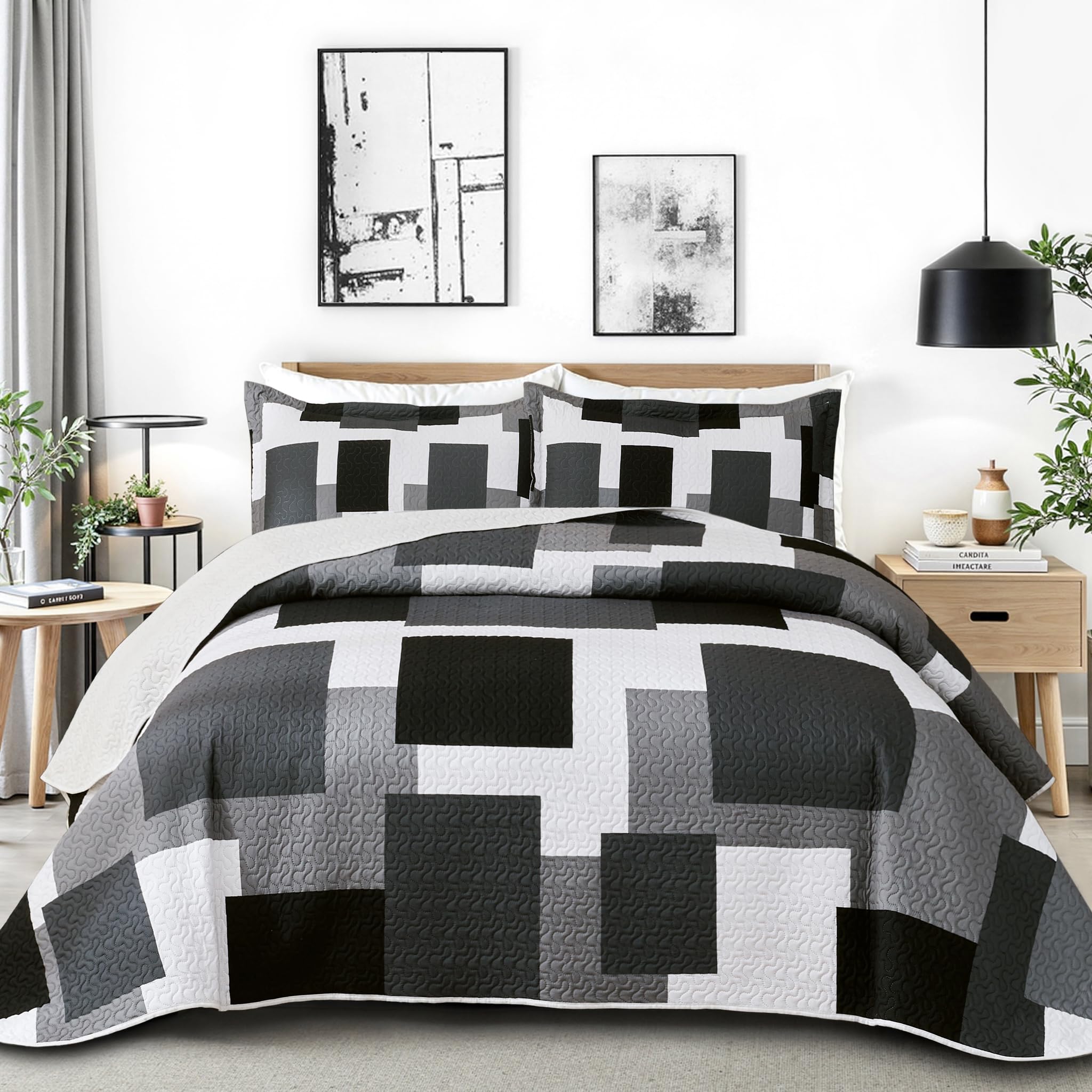 Modern Geometric Abstract Bedding Set, 3 Pieces