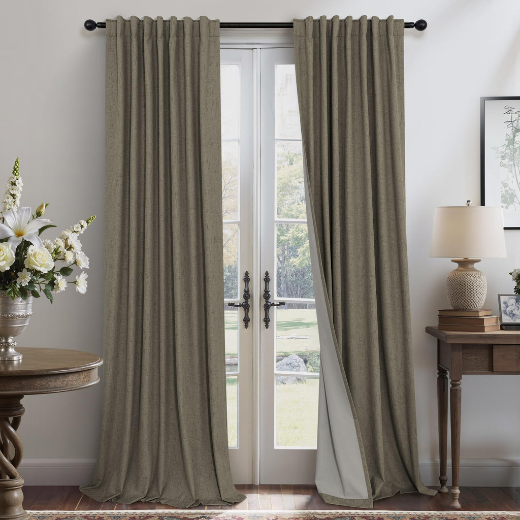 Faux Linen Thermal Blackout Curtains for Bedroom