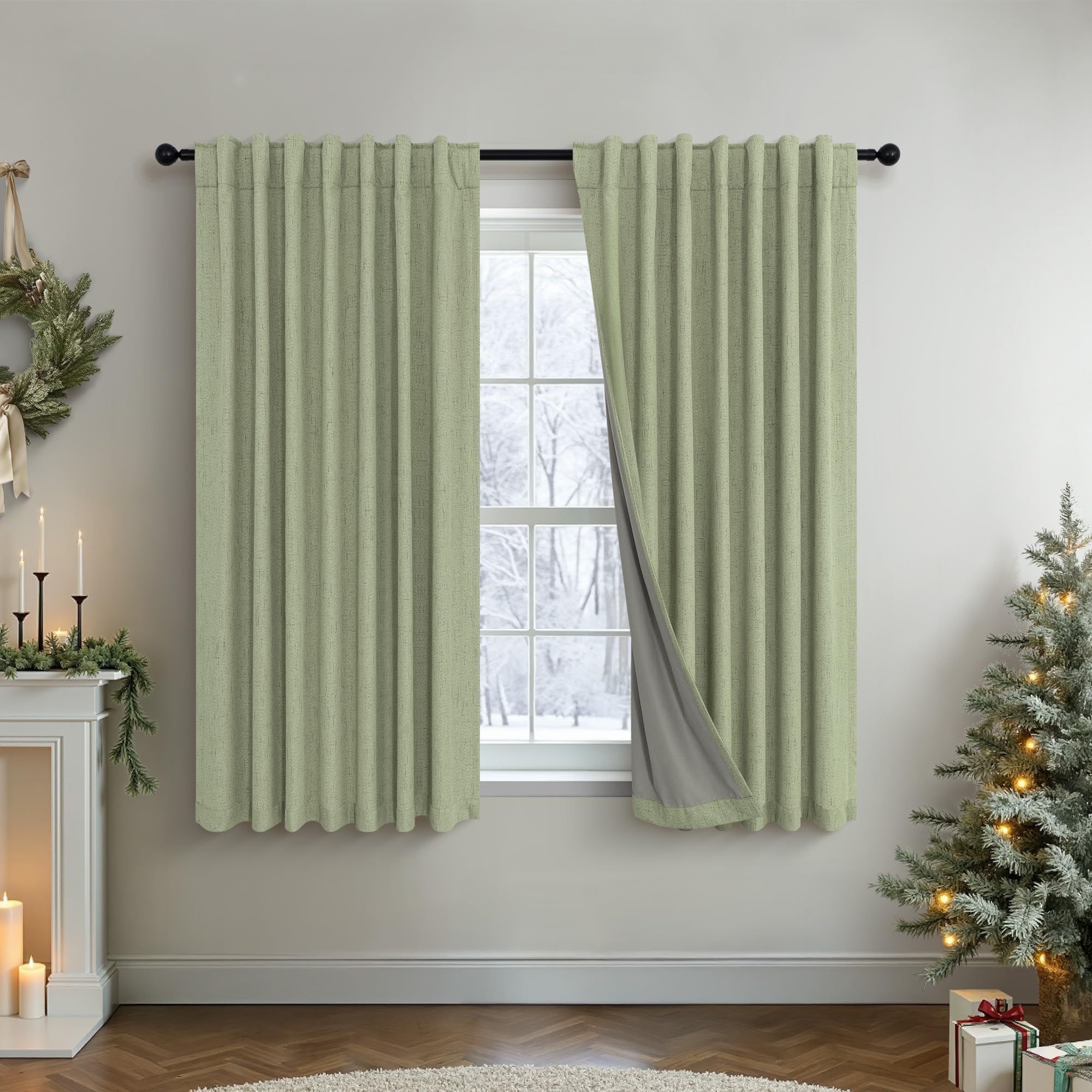 Faux Linen Thermal Blackout Curtains for Bedroom