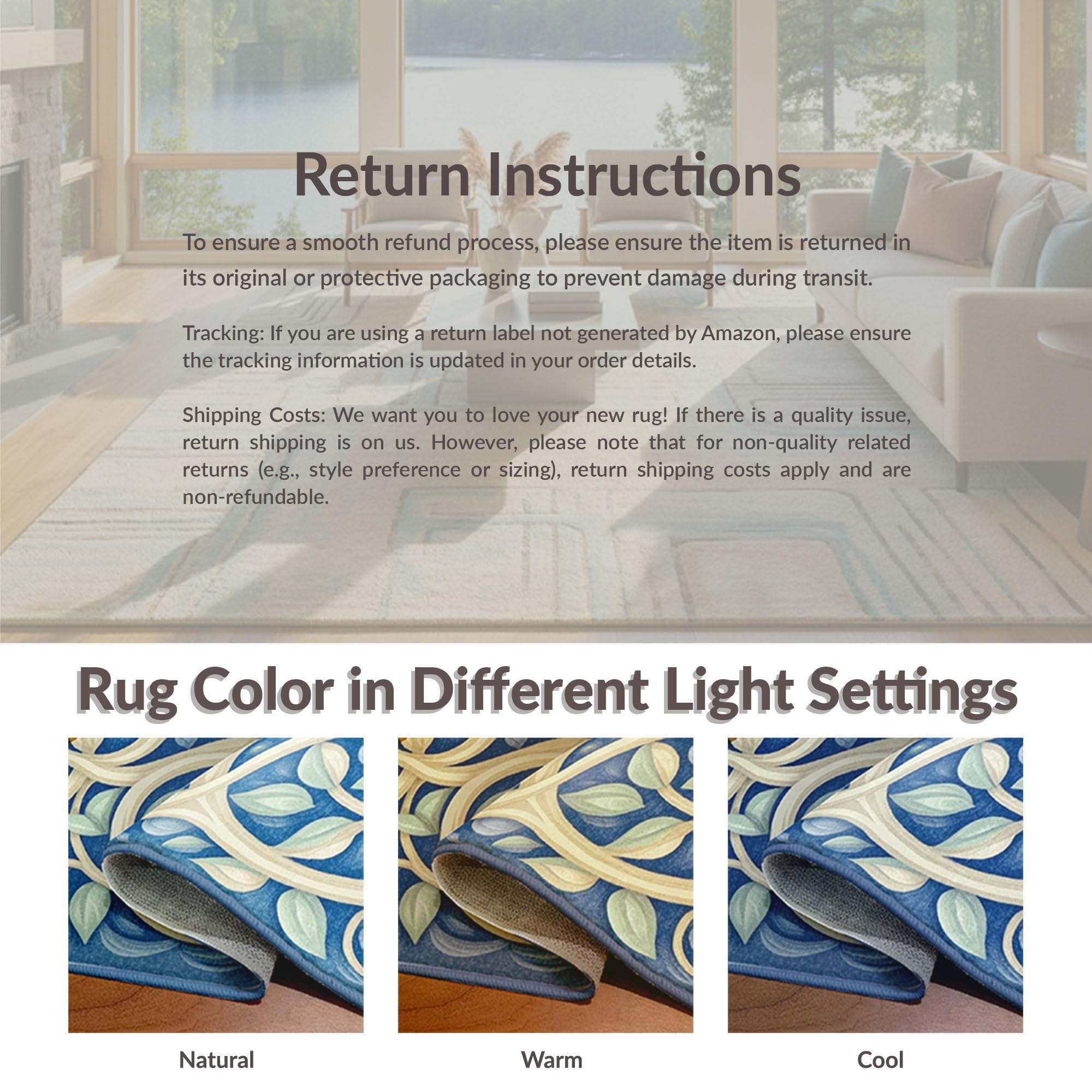 Washable Non-Slip Stain-Resistant Indoor Area Rug