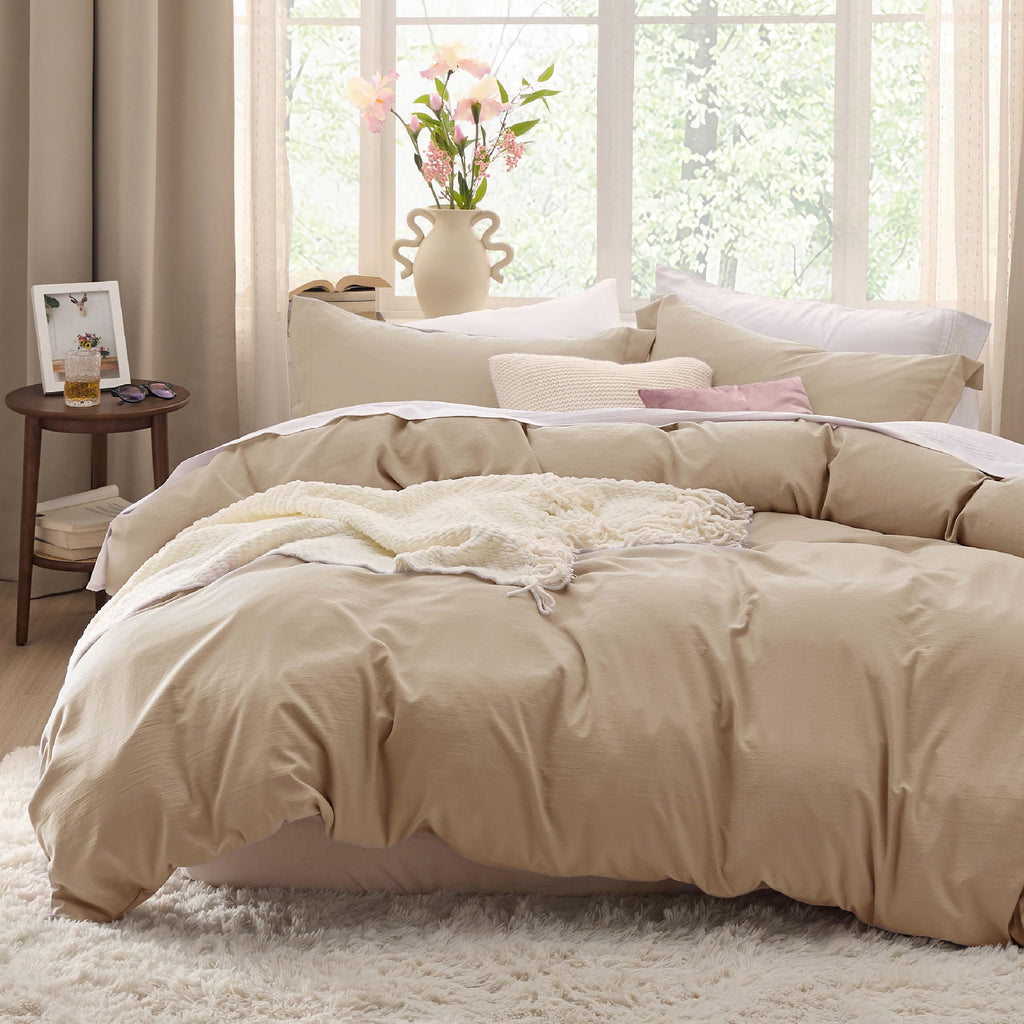 Bedsure Soft Prewashed Duvet Cover Set with Zipper Closure and Pillow Covers, Comforter Not Included