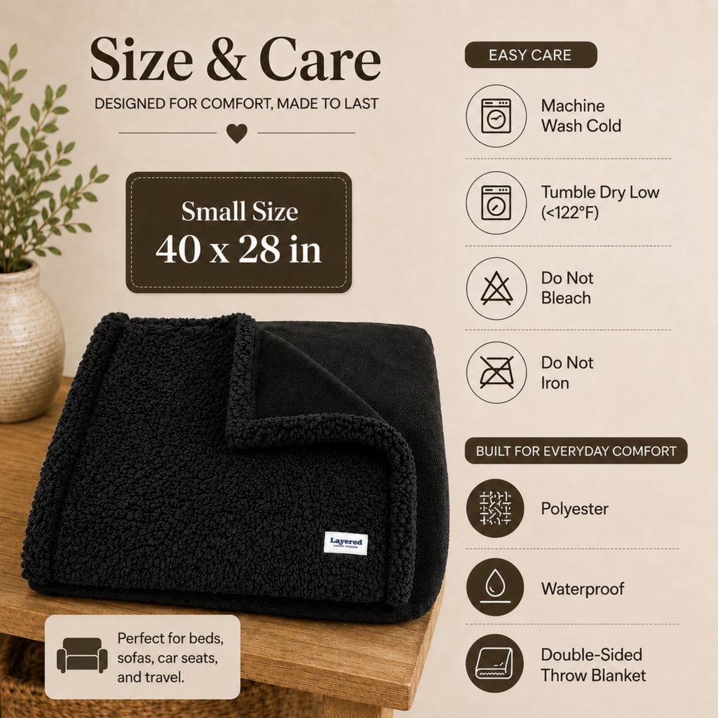 Layered Blankets The Accent - Waterproof, Double Sided Luxury Blanket - Bed, Sofa, Couch - Machine Washable, Comfy - Sherpa and Fleece, Protect The Bed