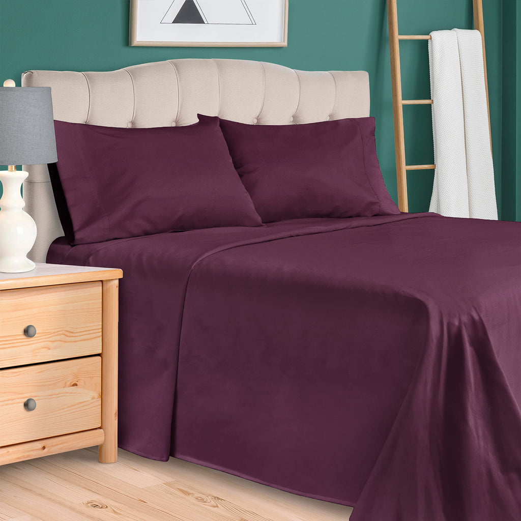 Superior Egyptian Cotton 300 Thread Count Bed Sheet Set, 1 Elastic Deep Pocket Fitted Sheet, 1 Flat Sheet, 2 Pillowcases, Soft Bedding, Luxury Sheets, Sateen Weave