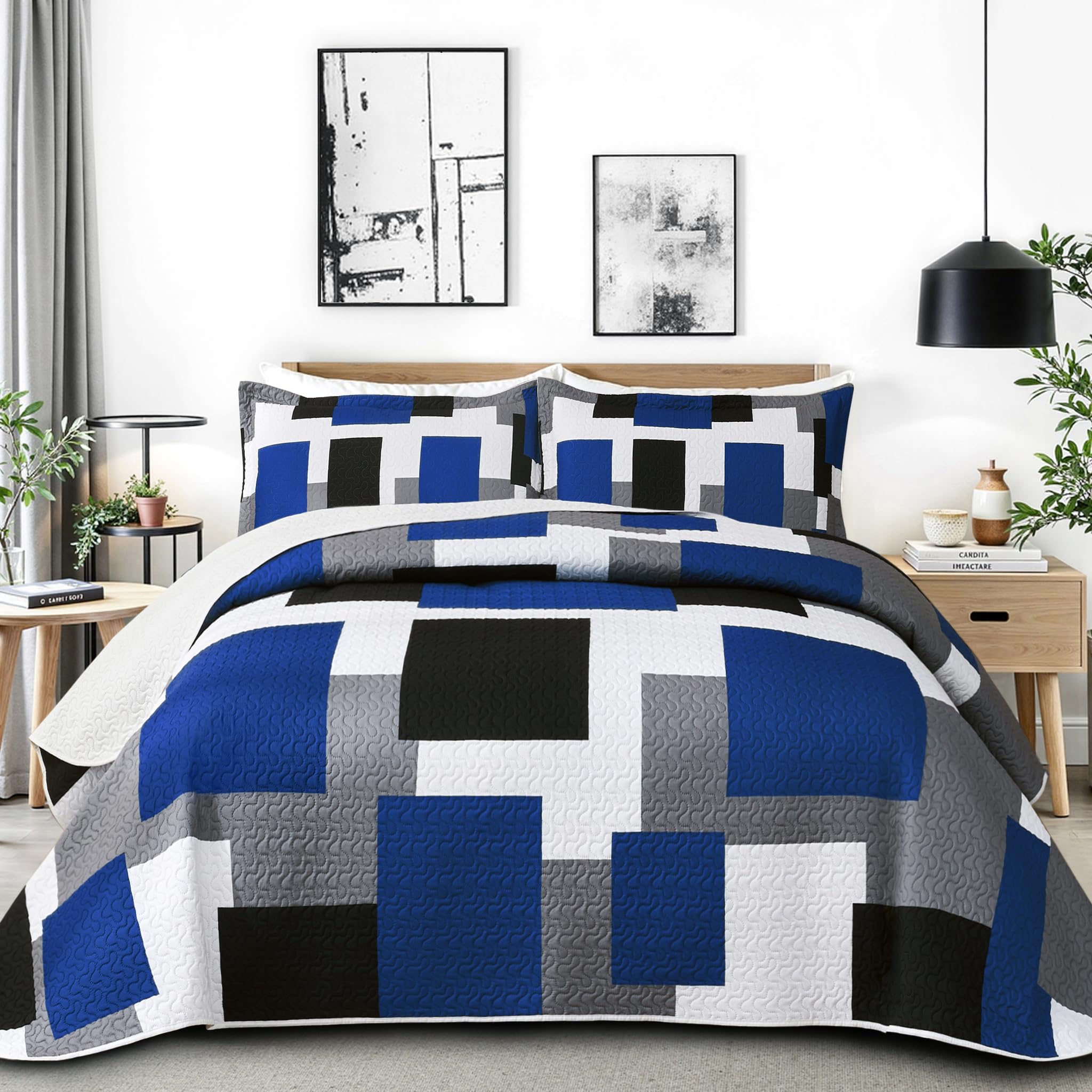 Modern Geometric Abstract Bedding Set, 3 Pieces