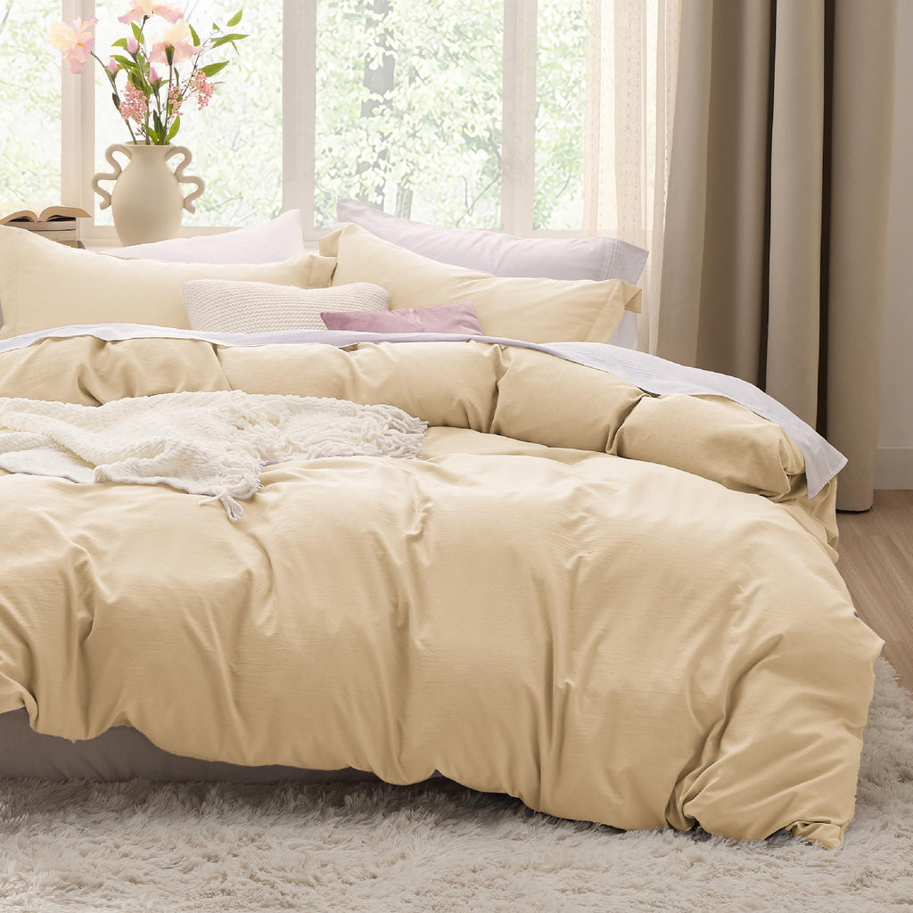 Bedsure Soft Prewashed Duvet Cover Set with Zipper Closure and Pillow Covers, Comforter Not Included