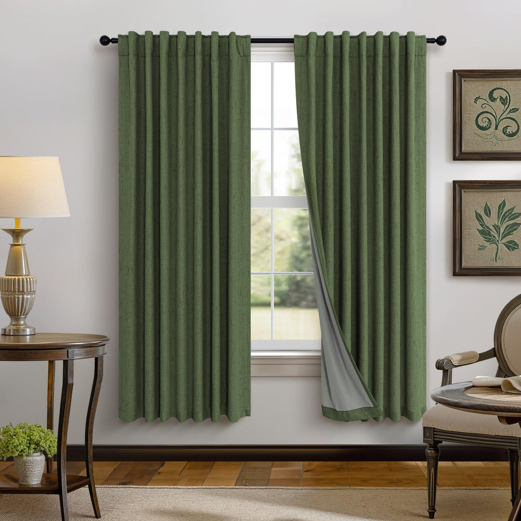 Faux Linen Thermal Blackout Curtains for Bedroom