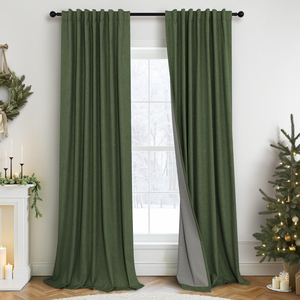 Faux Linen Thermal Blackout Curtains for Bedroom
