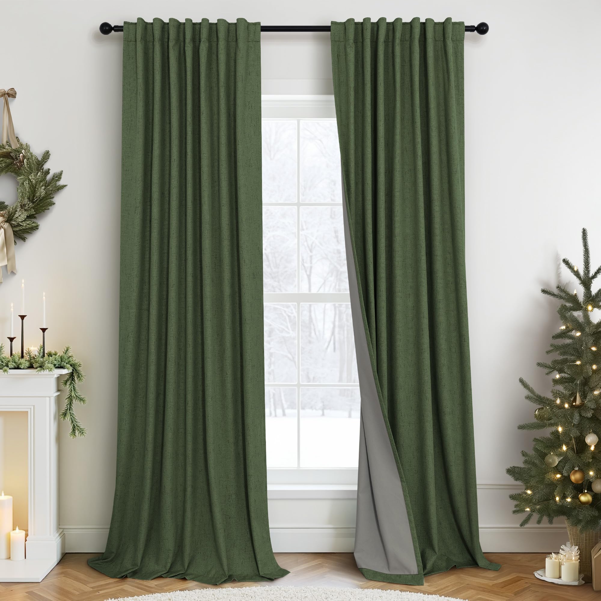 Faux Linen Thermal Blackout Curtains for Bedroom