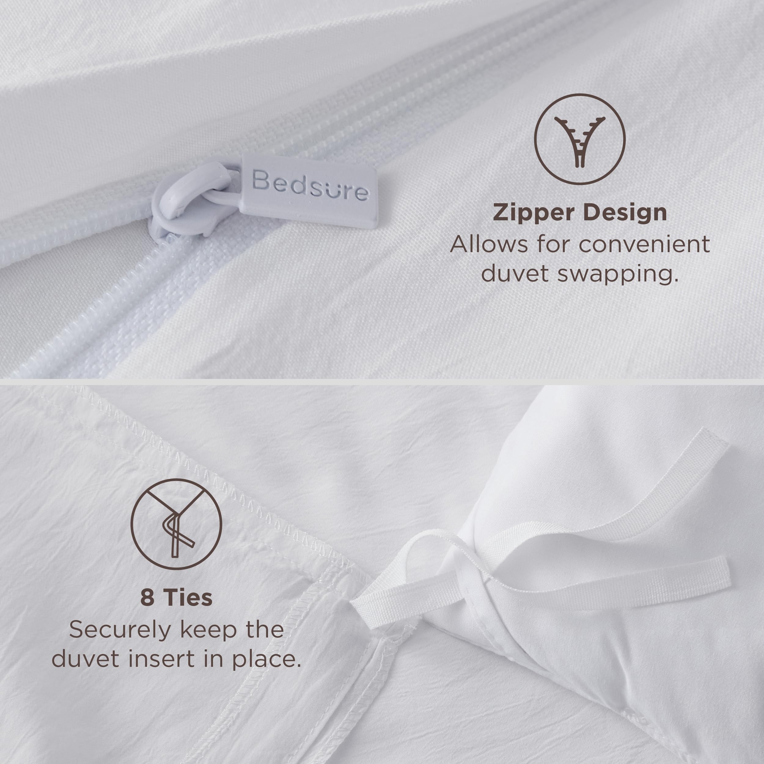 Bedsure Soft Prewashed Duvet Cover Set with Zipper Closure and Pillow Covers, Comforter Not Included