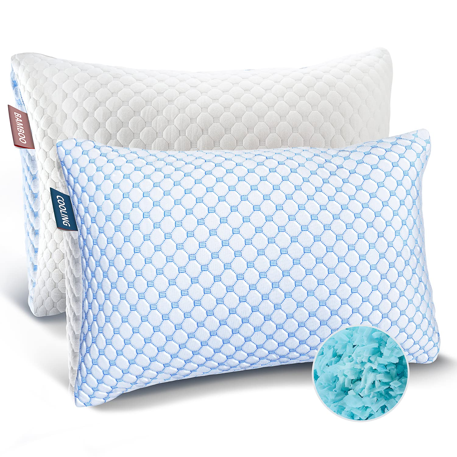 Gel Memory Foam Cooling Body Pillows, Set of Two
