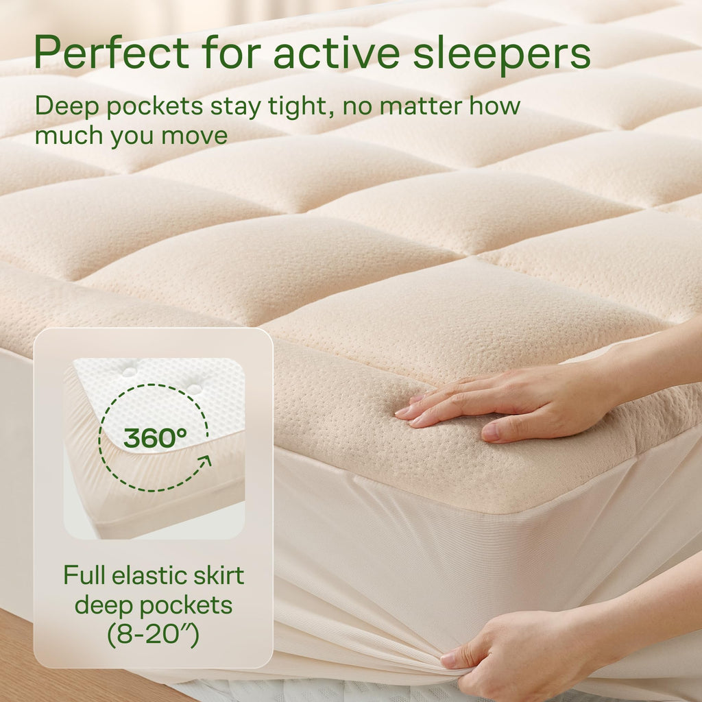 Cooling Bamboo-Blend Pillow-Top Mattress Pad Cover