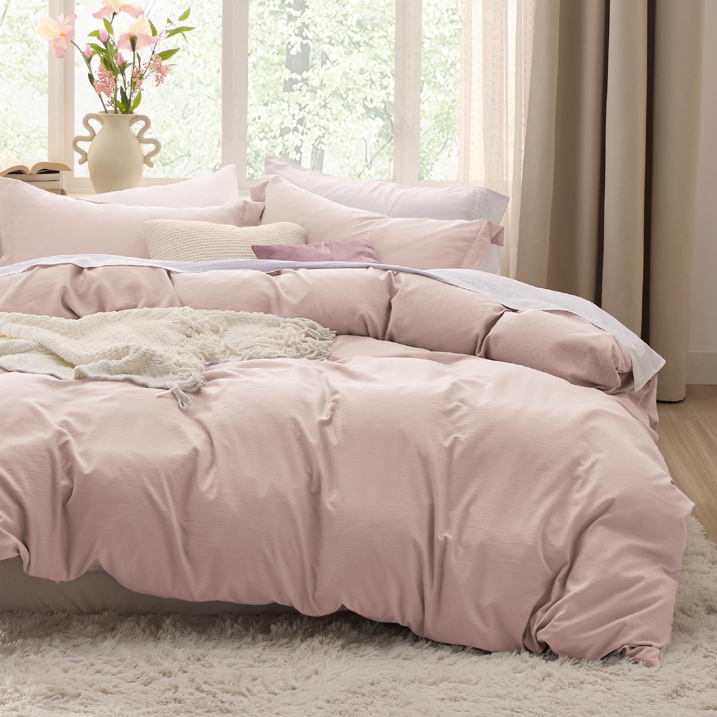 Bedsure Soft Prewashed Duvet Cover Set with Zipper Closure and Pillow Covers, Comforter Not Included