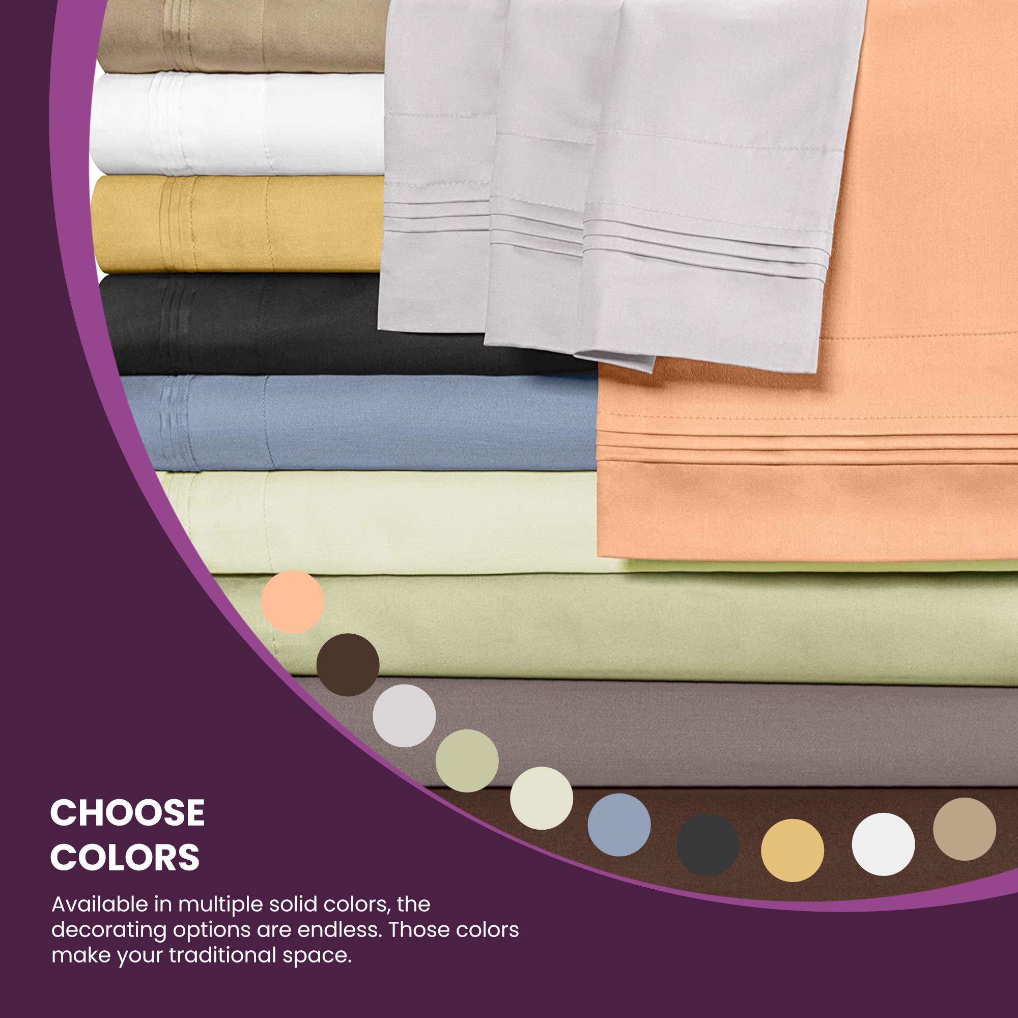 BLUENILEMILLS BNM Luxury Egyptian Cotton Bedsheet Set, 1500 Thread Count Bedding, Ultra Soft, Premium Quality, Wrinkle Free, Includes 1 Fitted Sheet, 2 Pillowcases, 1 Flat Sheet, Full, Ivory